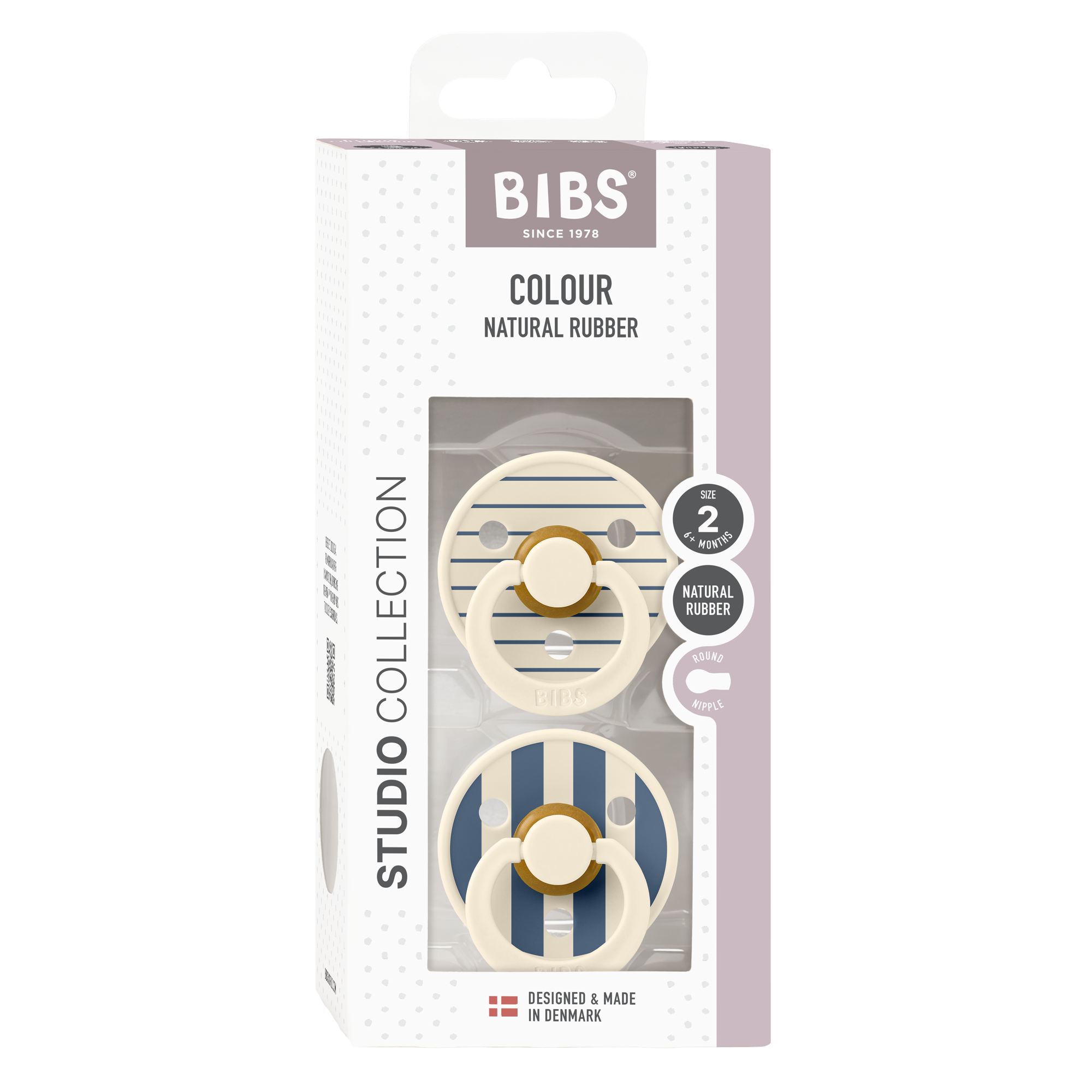 BIBS / STUDIO COLOUR 2 PAK PIN - IVORY STEEL BLUE MIX