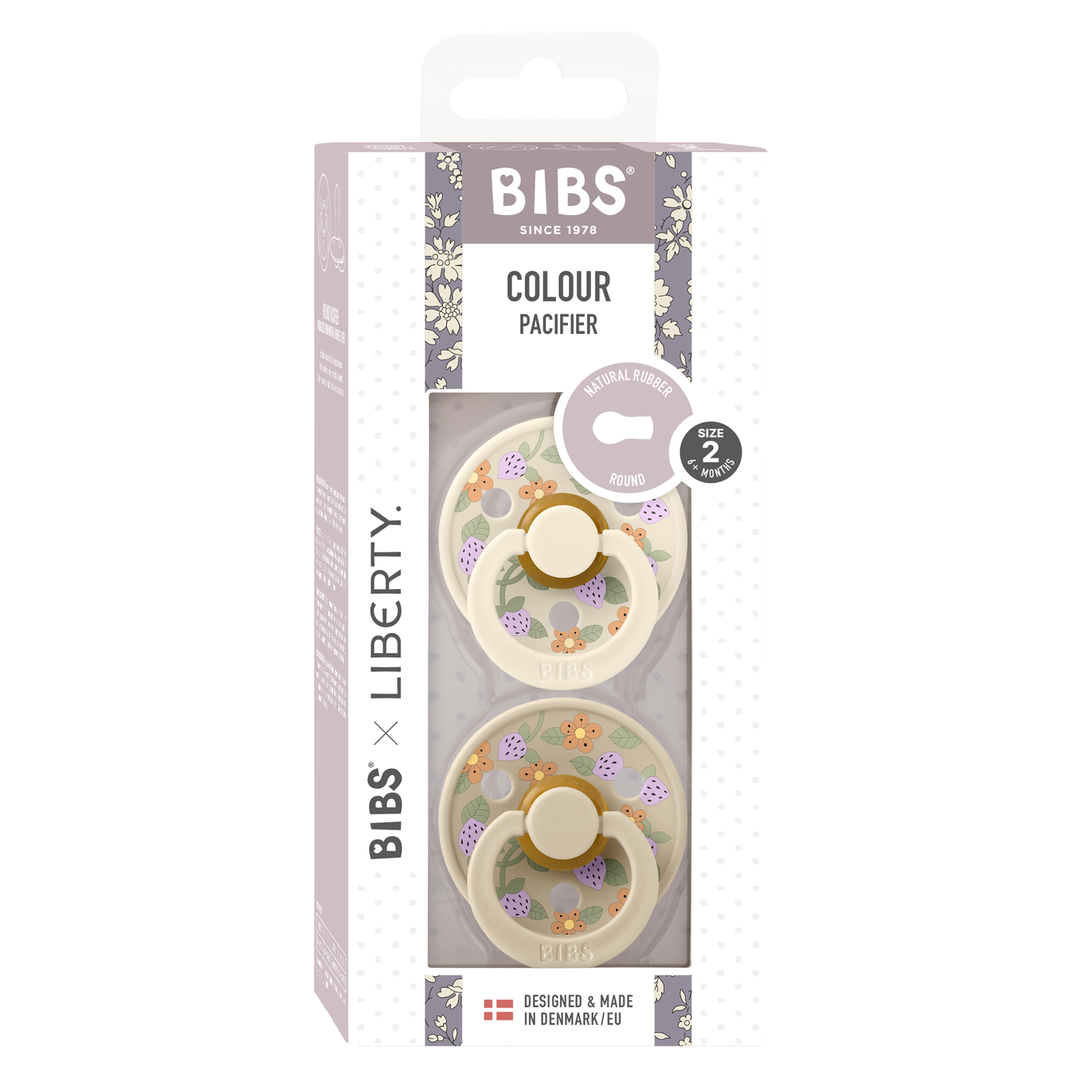 BIBS / LIBERTY COLOUR 2 PAK - JORDBÆR OG CREAM / IVORY MIX