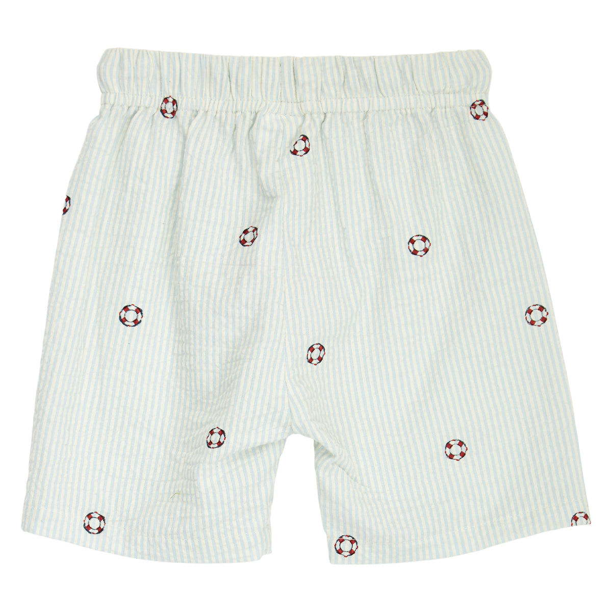 MÜSLI BY GREEN COTTON / SEERSUCKER STRIPE SHORTS BABY - TOFU/OCEAN/MINERAL RED