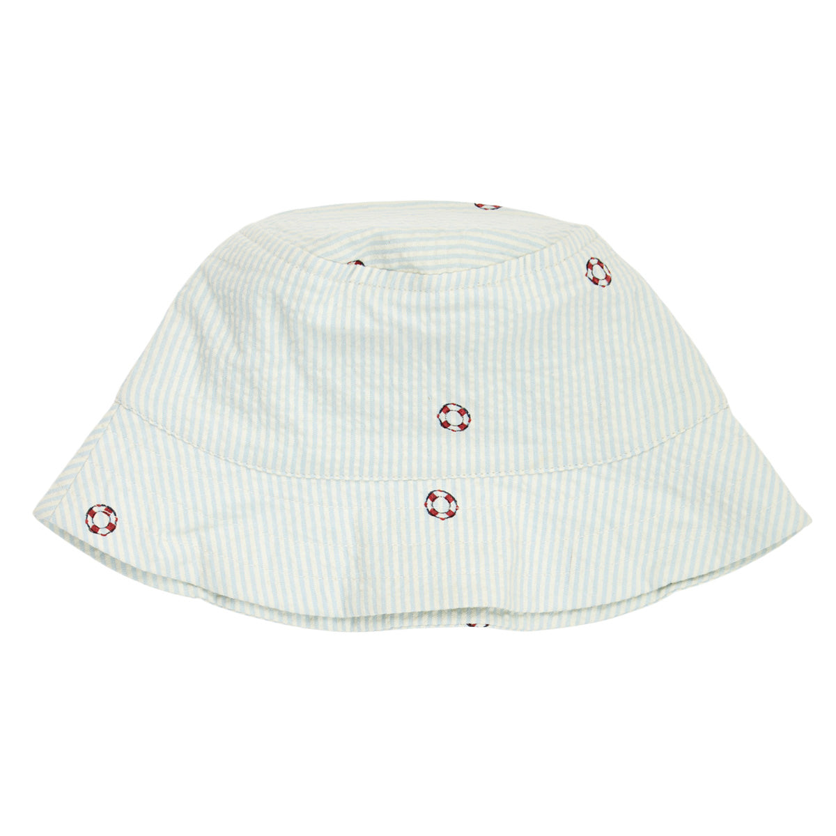 MÜSLI BY GREEN COTTON / SEERSUCKER STRIPE SOLHAT BABY - TOFU/OCEAN/MINERAL RED