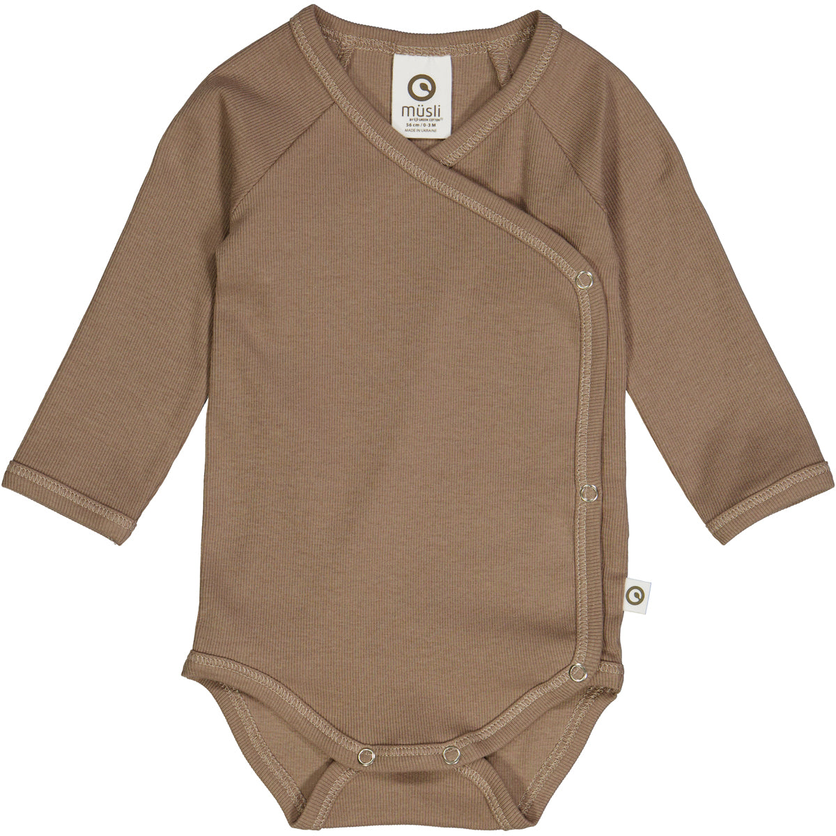 MÜSLI BY GREEN COTTON / RIB LS BODY NEWBORN – WALNUT
