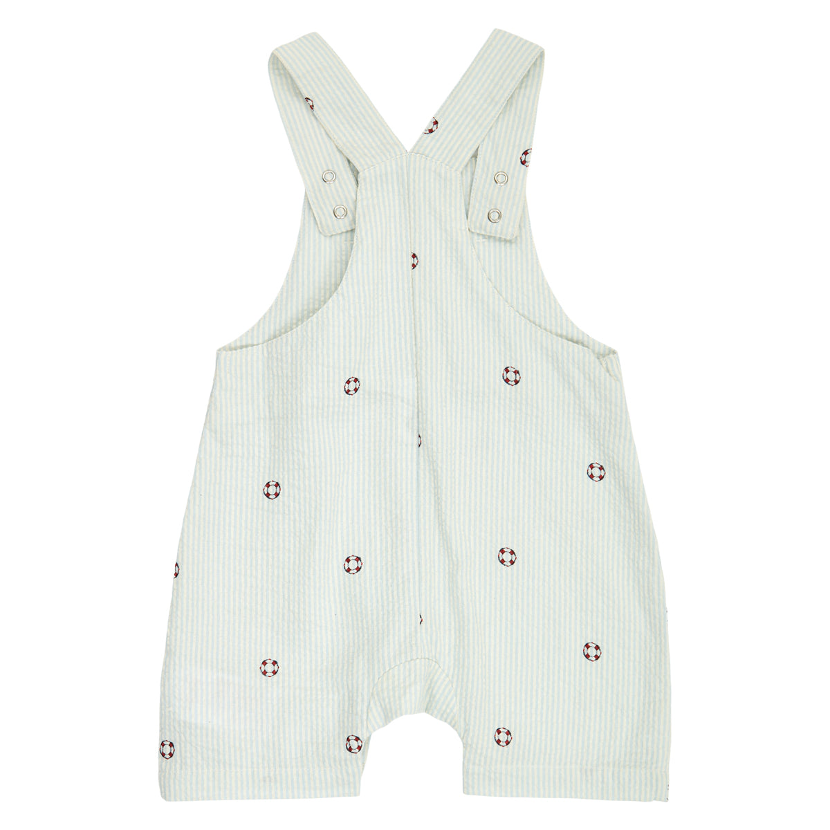 MÜSLI BY GREEN COTTON / SEERSUCKER STRIPE OVERALLS BABY - TOFU/OCEAN/MINERAL RED