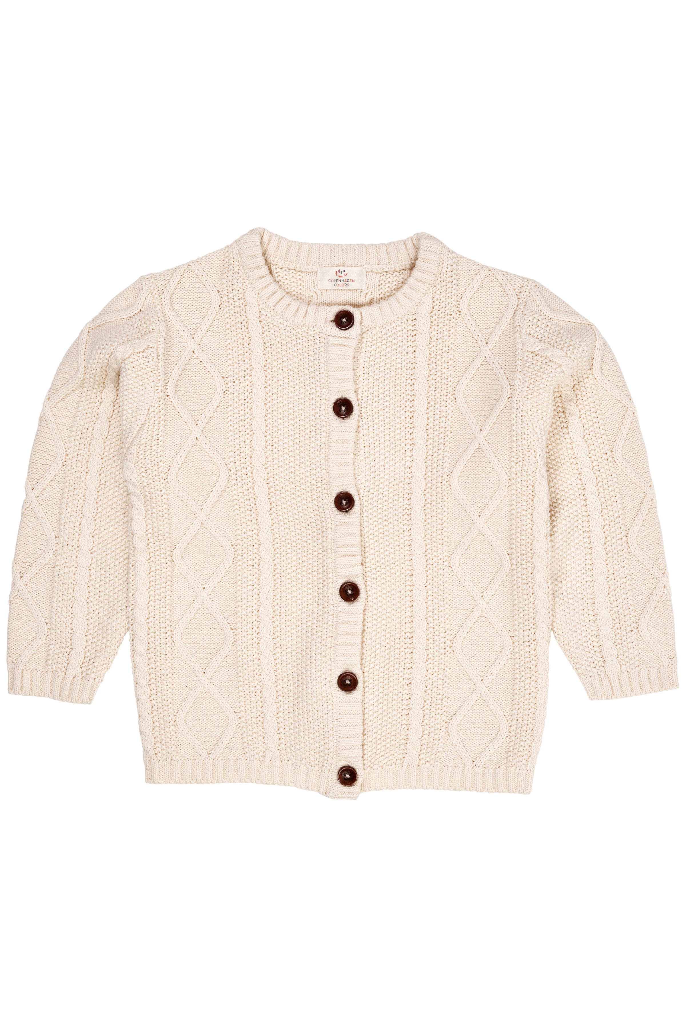 COPENHAGEN COLORS / KABELSTRIKKET CARDIGAN - CREAM