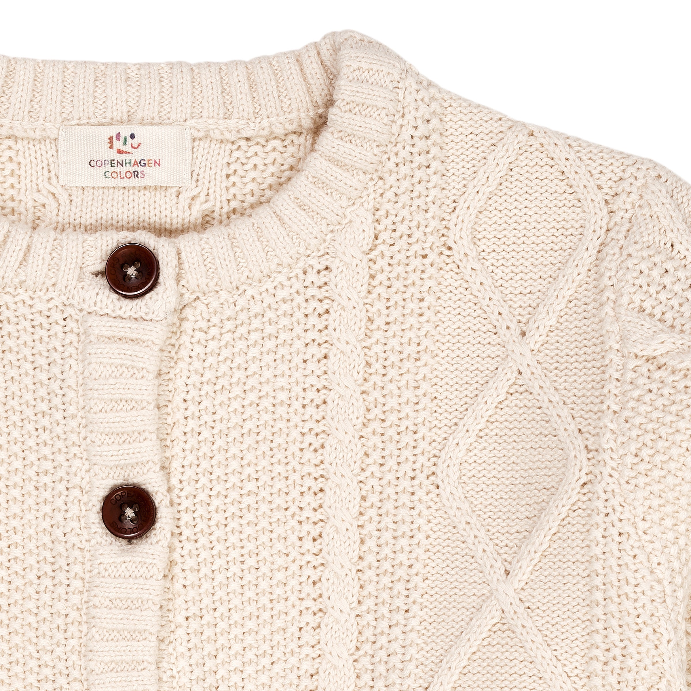 COPENHAGEN COLORS / KABELSTRIKKET CARDIGAN - CREAM