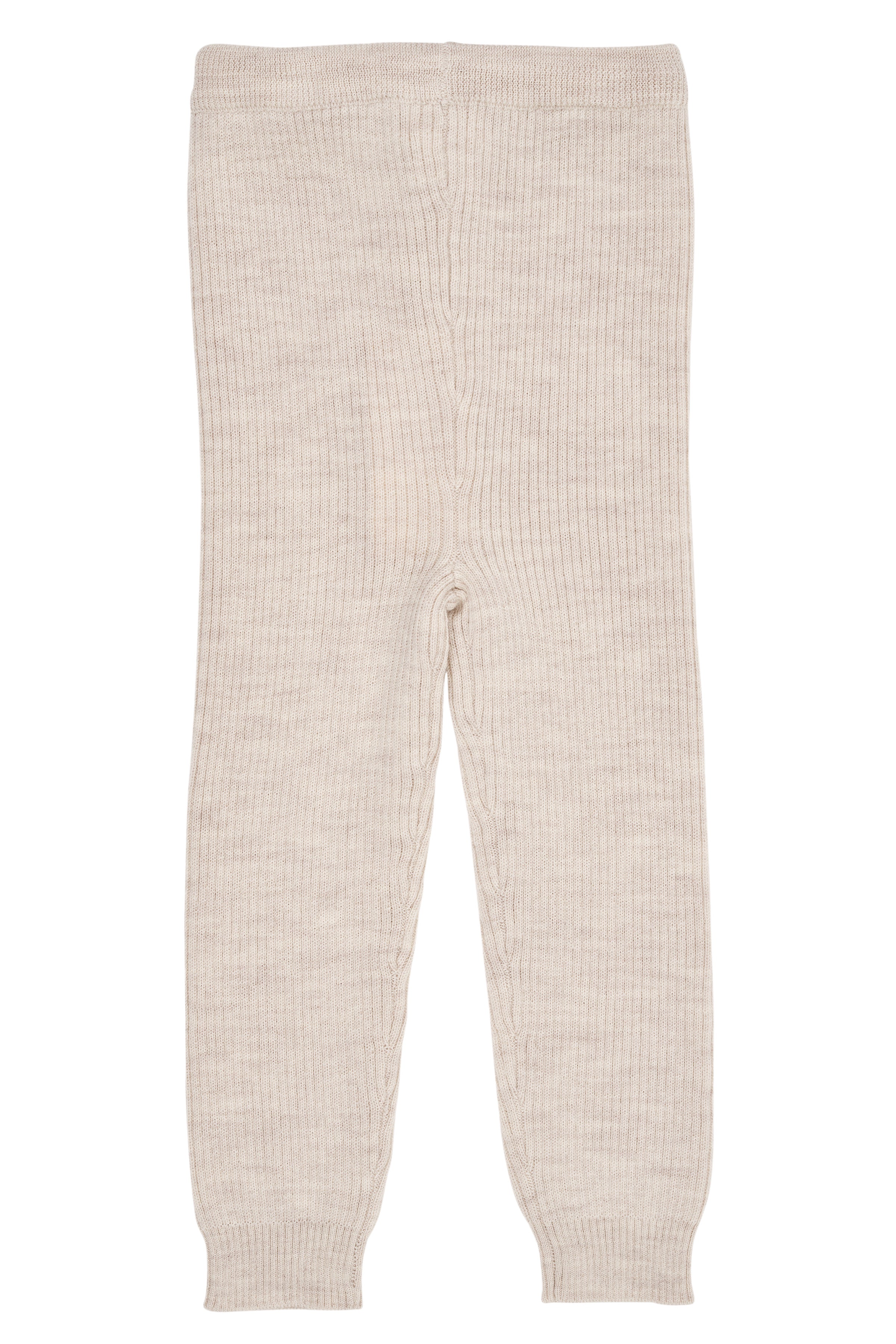 COPENHAGEN COLORS / KLASSISK MERINO RIB LEGGINGS M. BINDEBÅND - PALE CREAM MELANGE