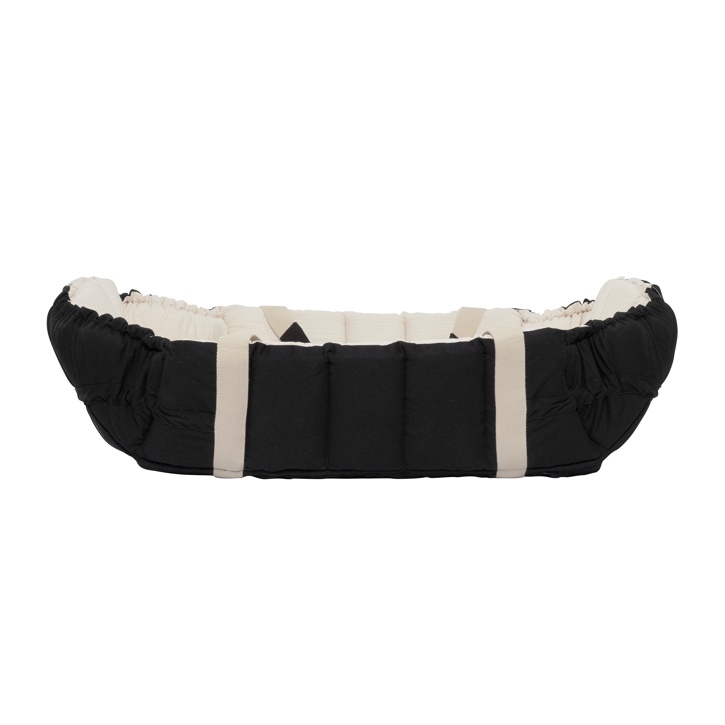 ØKOLOGISK BABYLIFT OG LEGETÆPPE - BLACK W. CREAM SOLID STRIPE