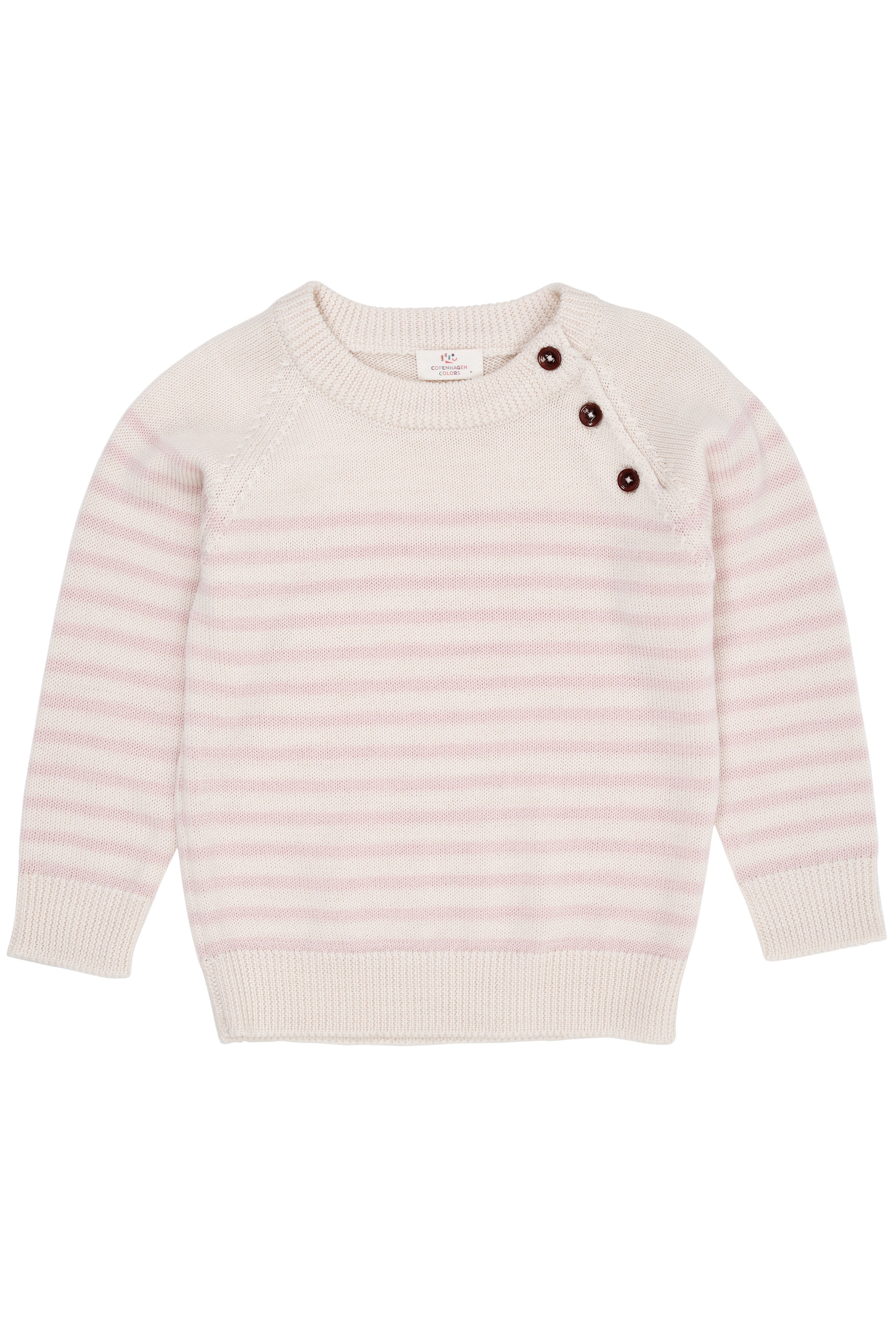 COPENHAGEN COLORS / MERINO CLASSIC STRIPED PULLOVER - CREAM/DUST - ROSE STRIPE