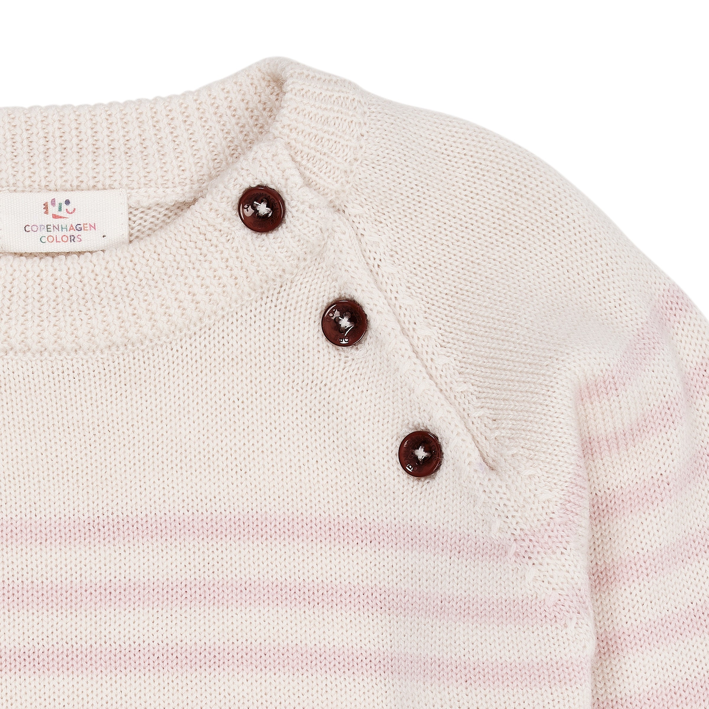 COPENHAGEN COLORS / MERINO CLASSIC STRIPED PULLOVER - CREAM/DUST - ROSE STRIPE