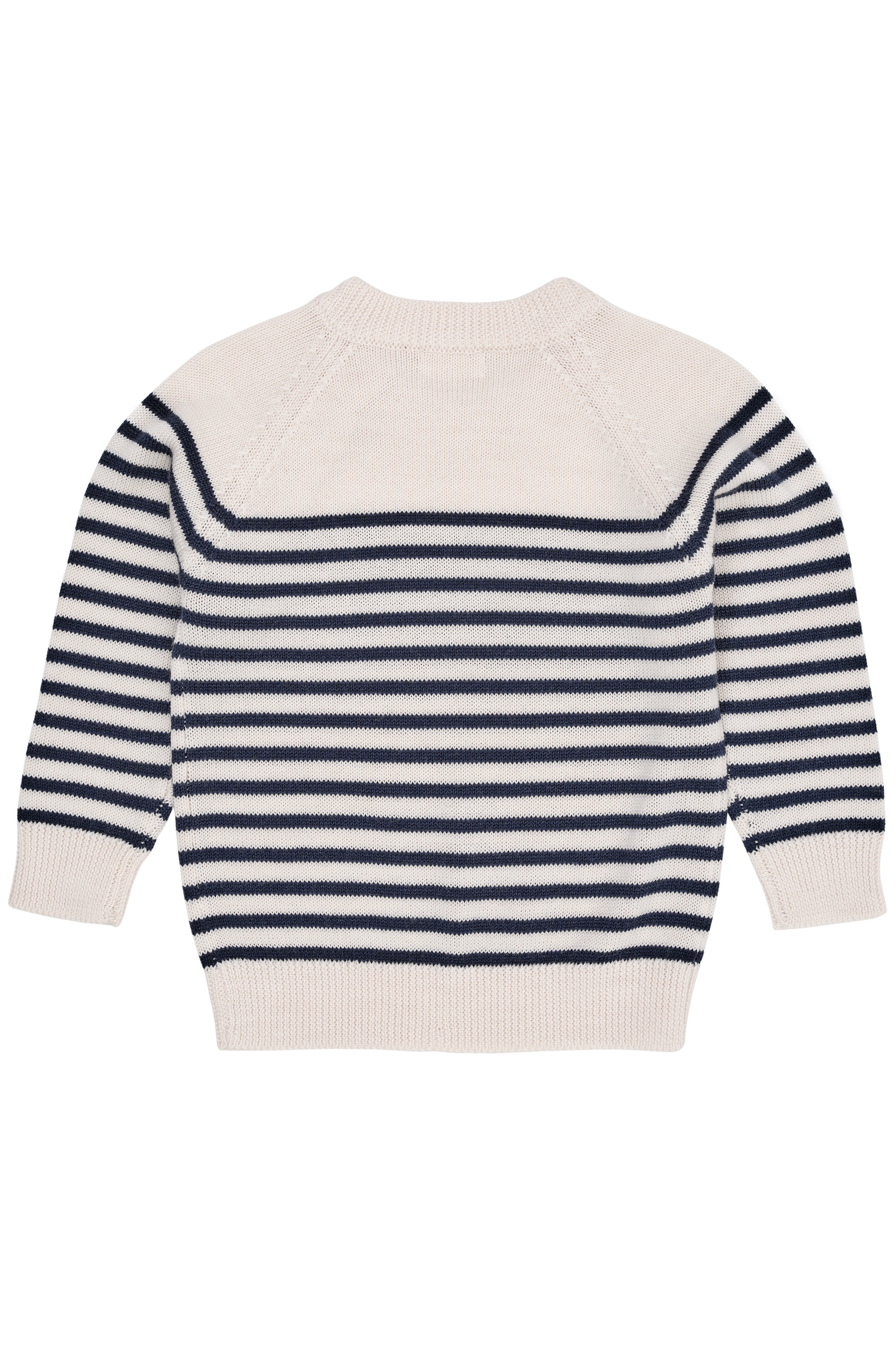 COPENHAGEN COLORS / MERINO CLASSIC STRIPED PULLOVER - CREAM/NAVY STRIPE