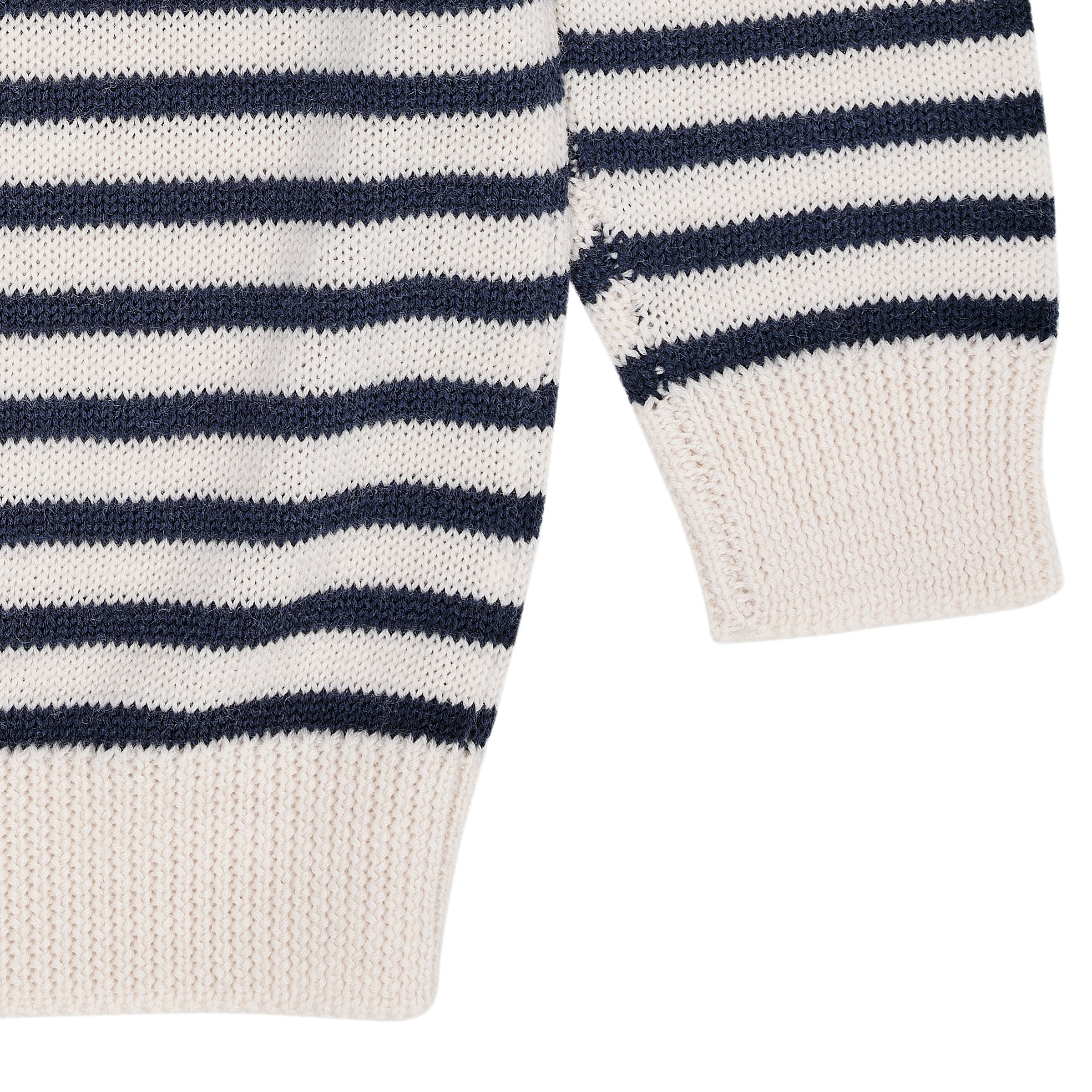 COPENHAGEN COLORS / MERINO CLASSIC STRIPED PULLOVER - CREAM/NAVY STRIPE