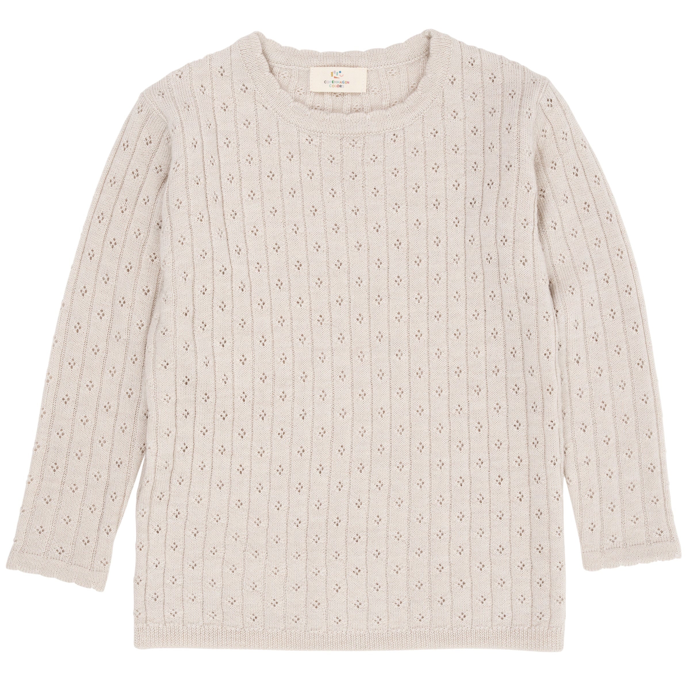 COPENHAGEN COLORS / POIENTELLE BLUSE M. HULMØNSTER I MERINOULD - PALE CREAM MELANGE - Mini Monde Copenhagen