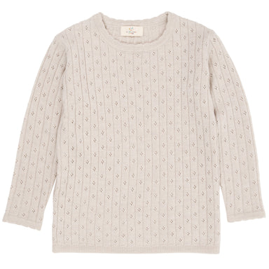 COPENHAGEN COLORS / POIENTELLE BLUSE M. HULMØNSTER I MERINOULD - PALE CREAM MELANGE - Mini Monde Copenhagen