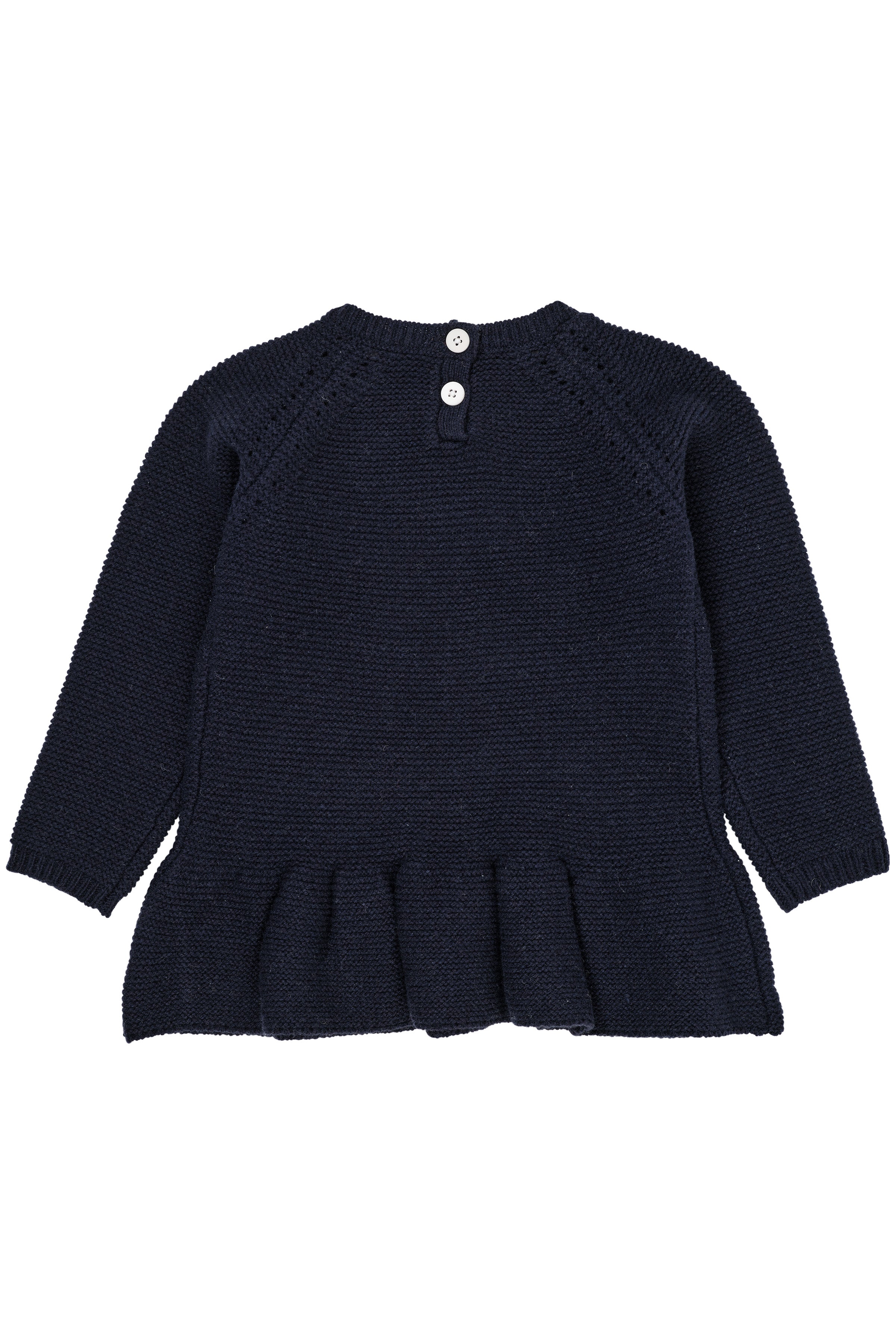 COPENHAGEN COLORS / LAMMEULDS BLUSE MED FLÆSE OG SLØJFE BRODERI - NAVY