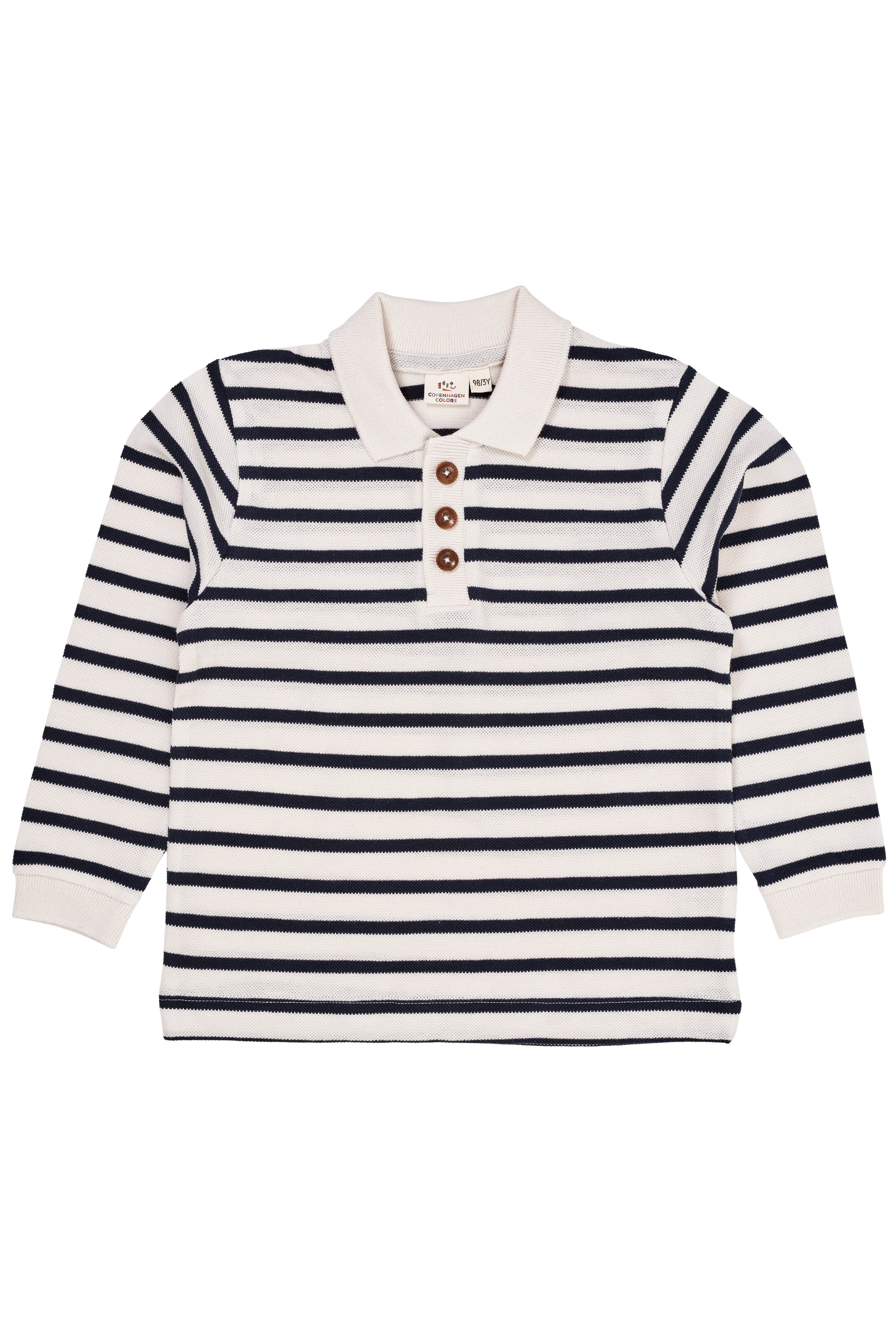 COPENHAGEN COLORS / STRIBET POLO LS - NAVY/CREME