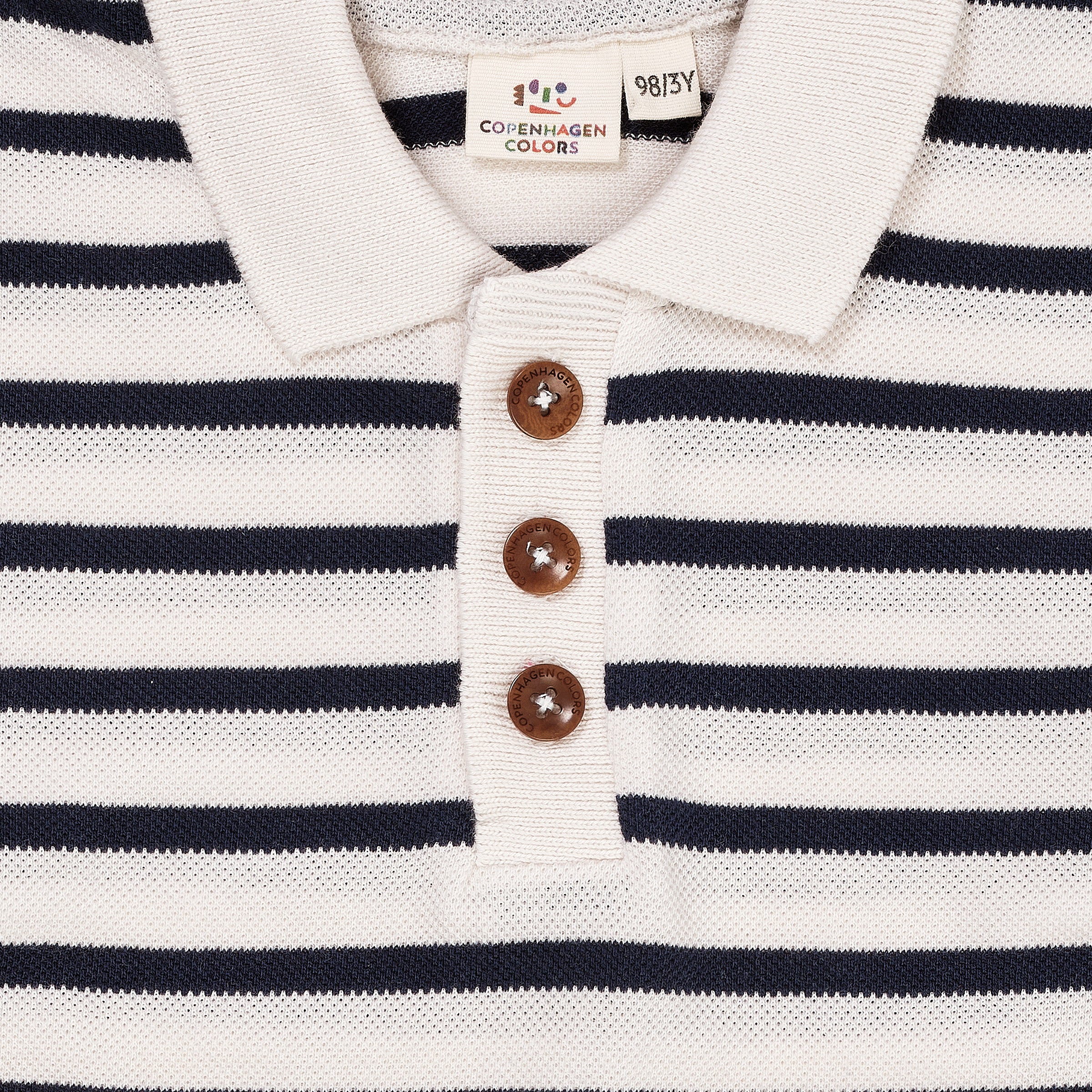 COPENHAGEN COLORS / STRIBET POLO LS - NAVY/CREME