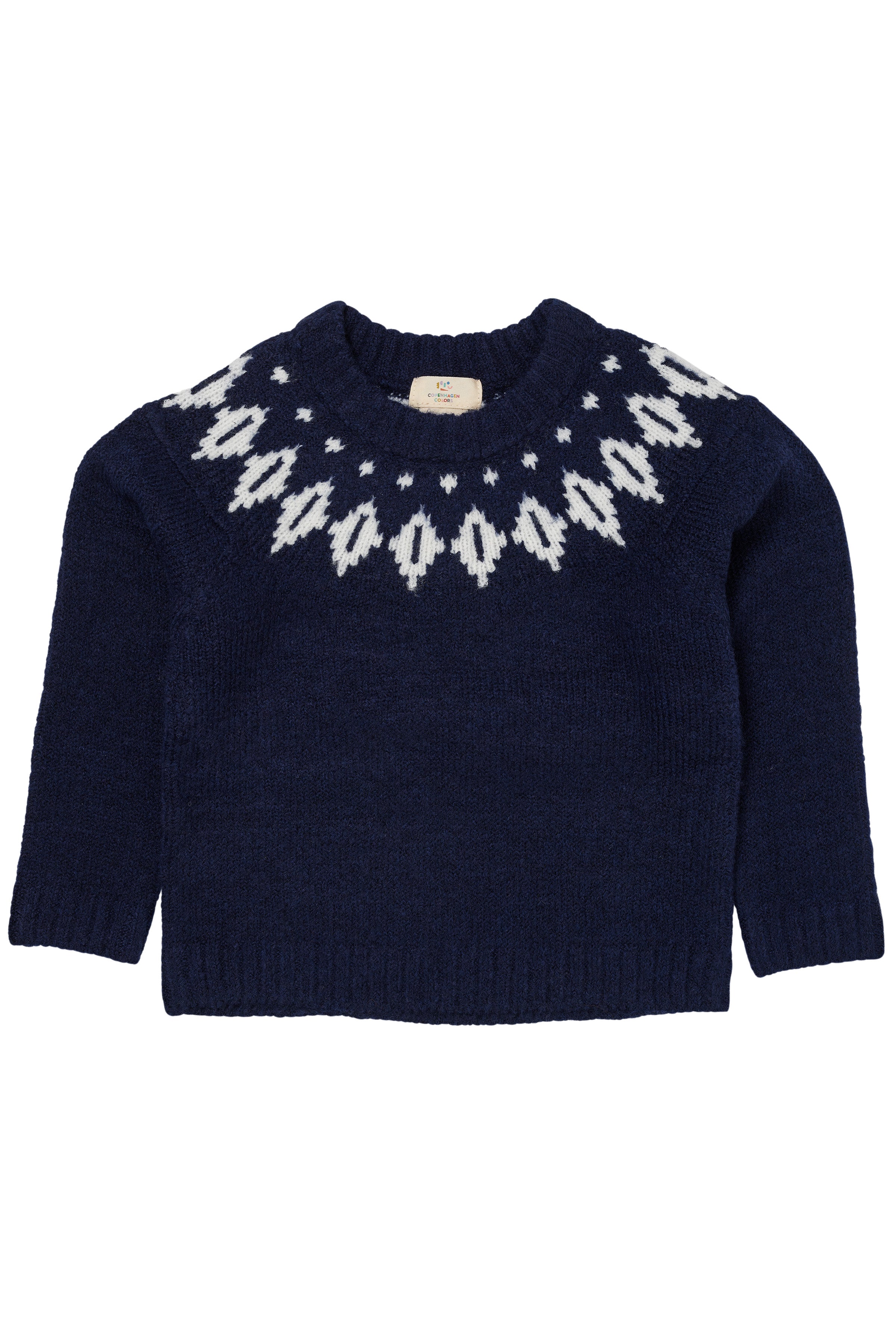 COPENHAGEN COLORS / ISLANDSK ULD SWEATER  - NAVY/CREME COMBI