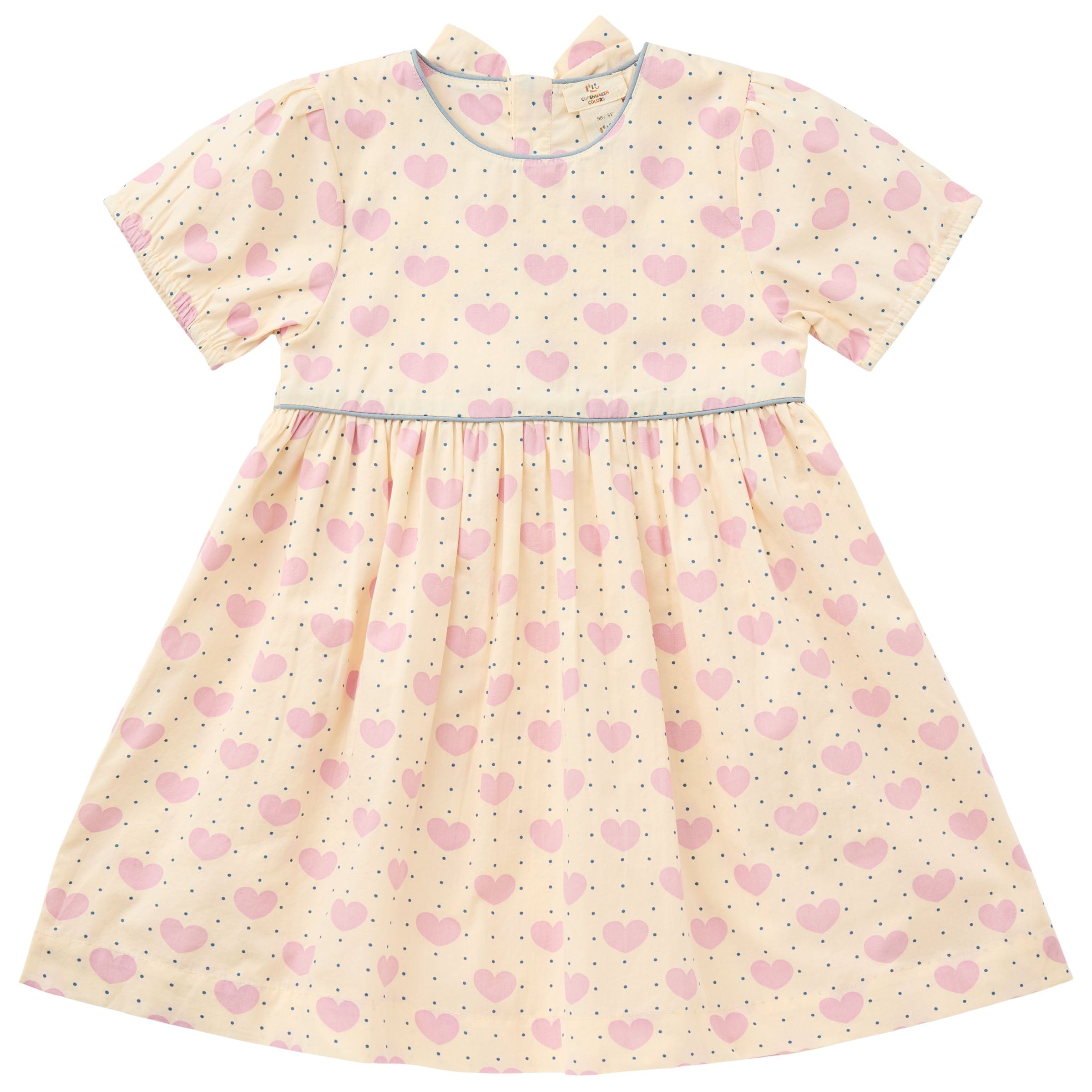 COPENHAGEN COLORS / KJOLE MED PUF ÆRMER - HJERTER - Mini Monde Copenhagen