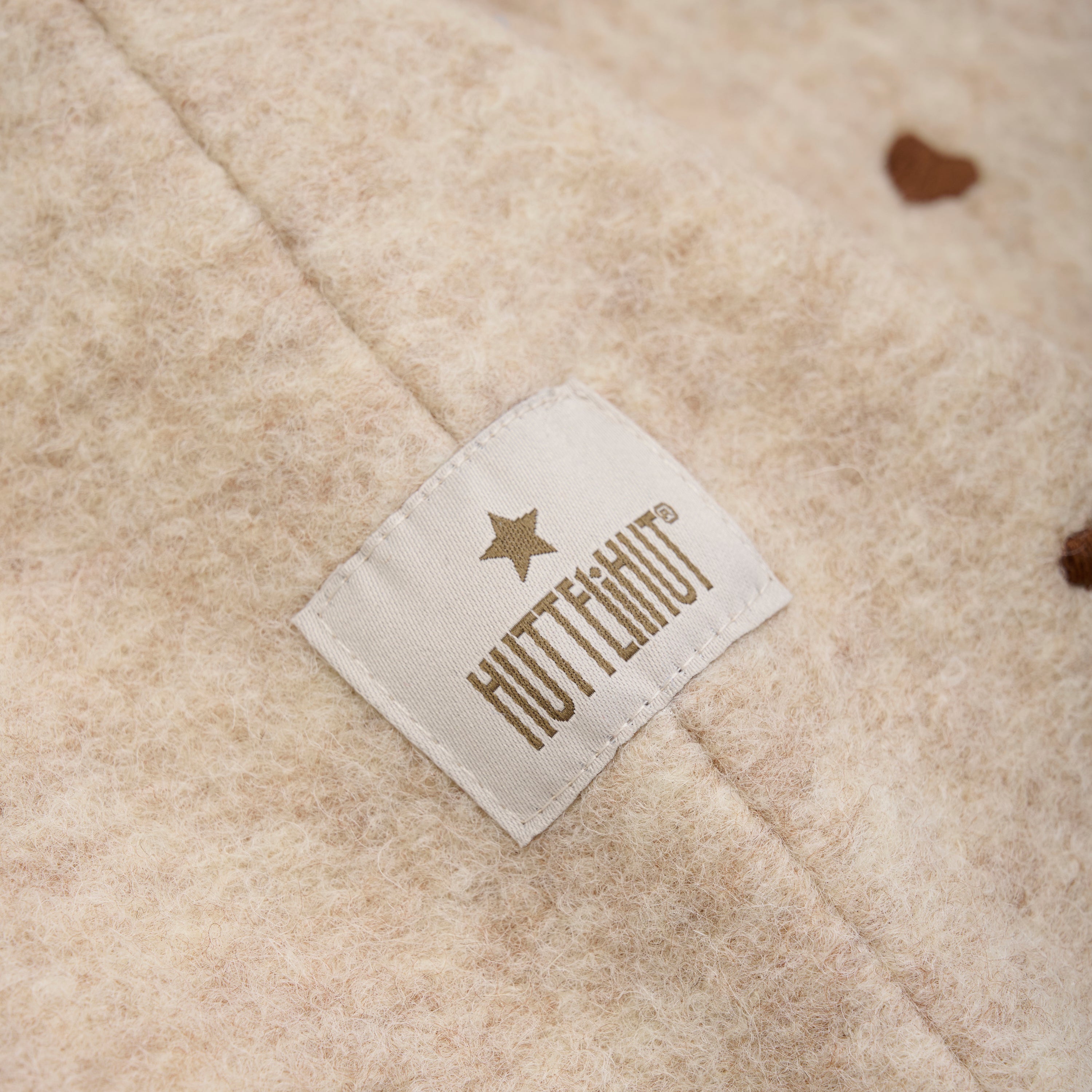 HUTTEliHUT / ELEFANTHUE MED BRODERI I ULD MED VELOURFOR - SAND MELANGE