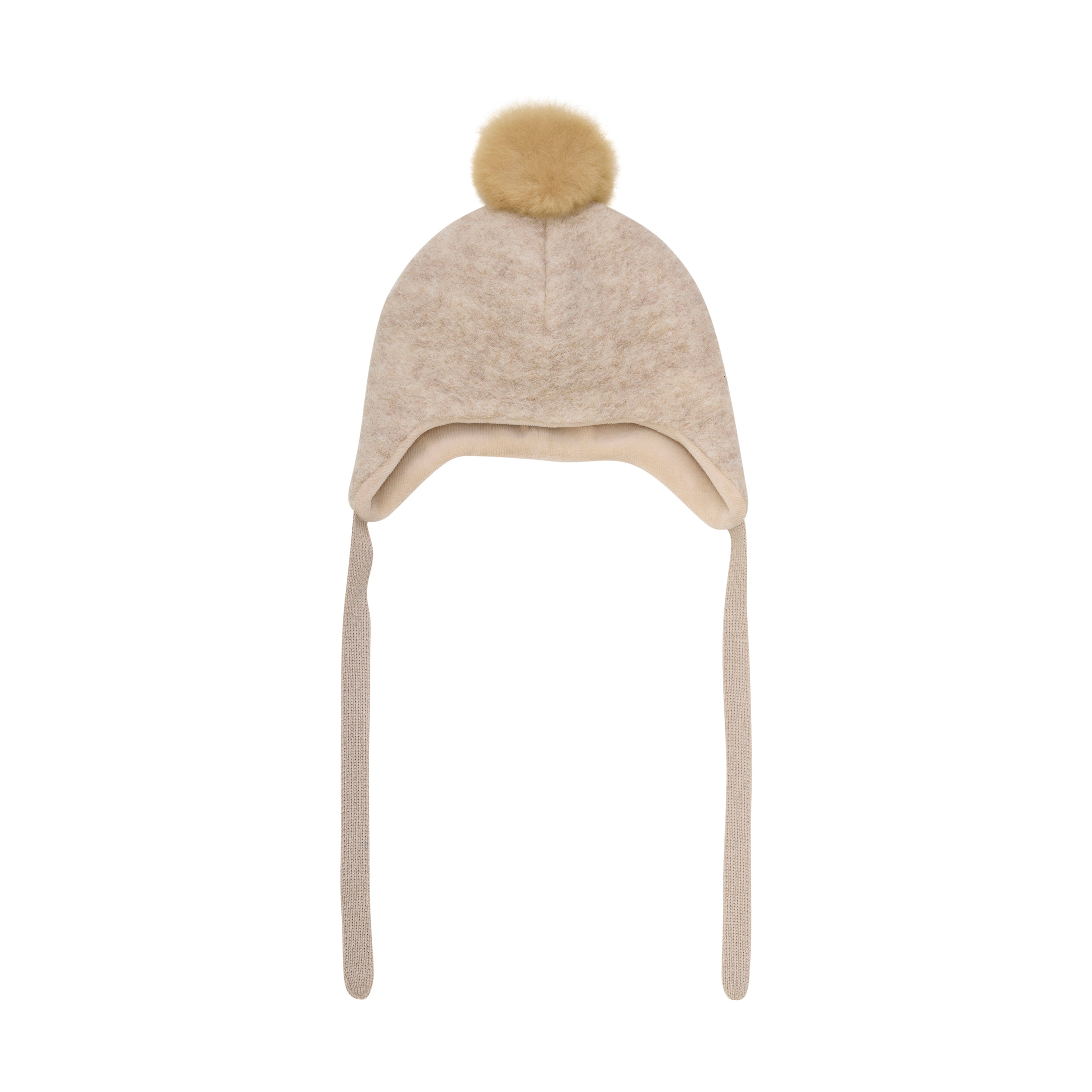 HUTTEliHUT / HUE MED KVAST i MERINO ULD MED VELOURFOR - CAMEL MELANGE