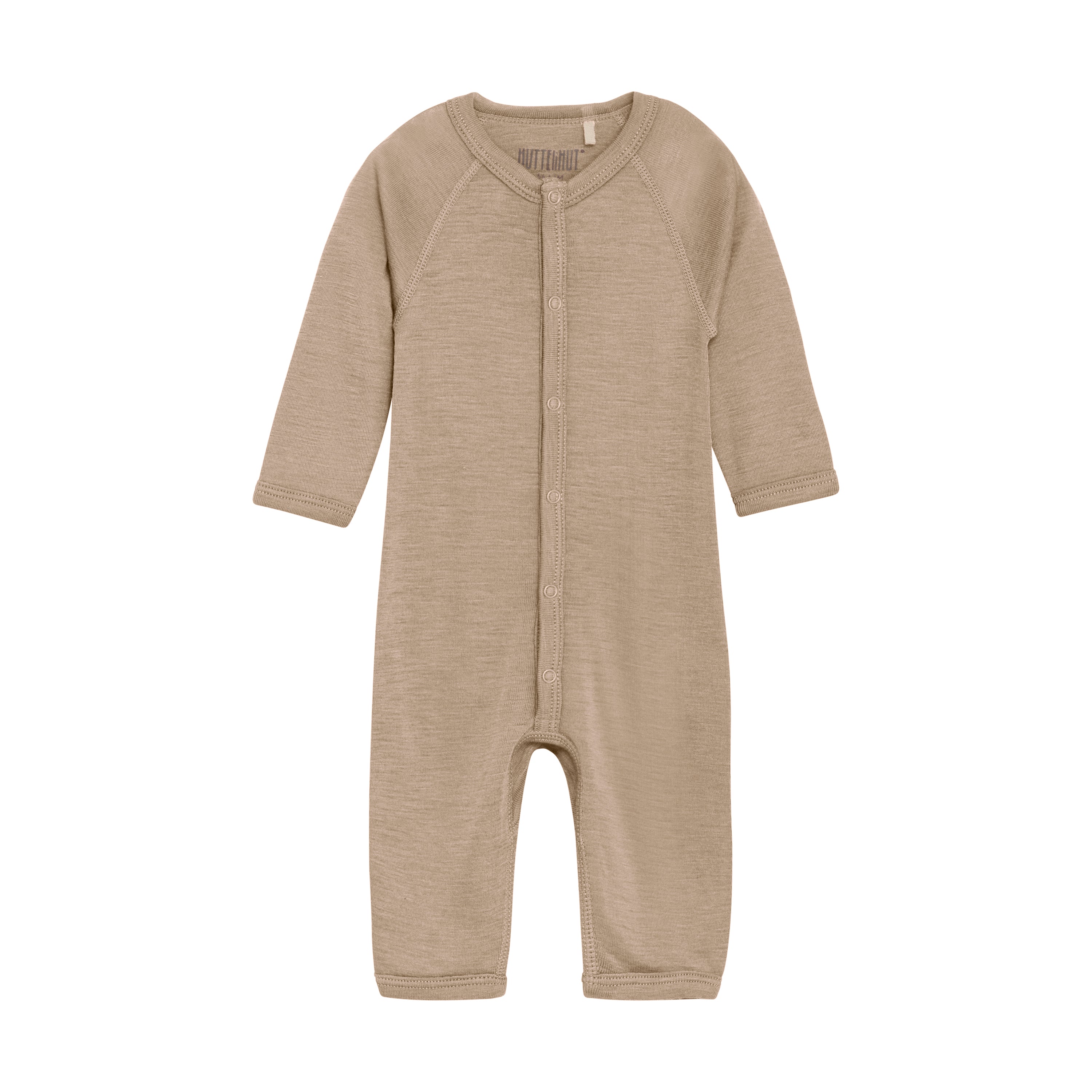 HUTTELIHUT / LANGÆRMET HELDDRAGT ULD/SILKE - LIGHT TAUPE