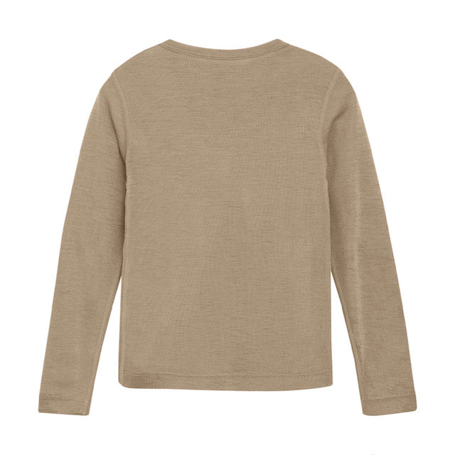 HUTTELIHUT / T-SHIRT LS ULD/SILKE - LIGHT TAUPE