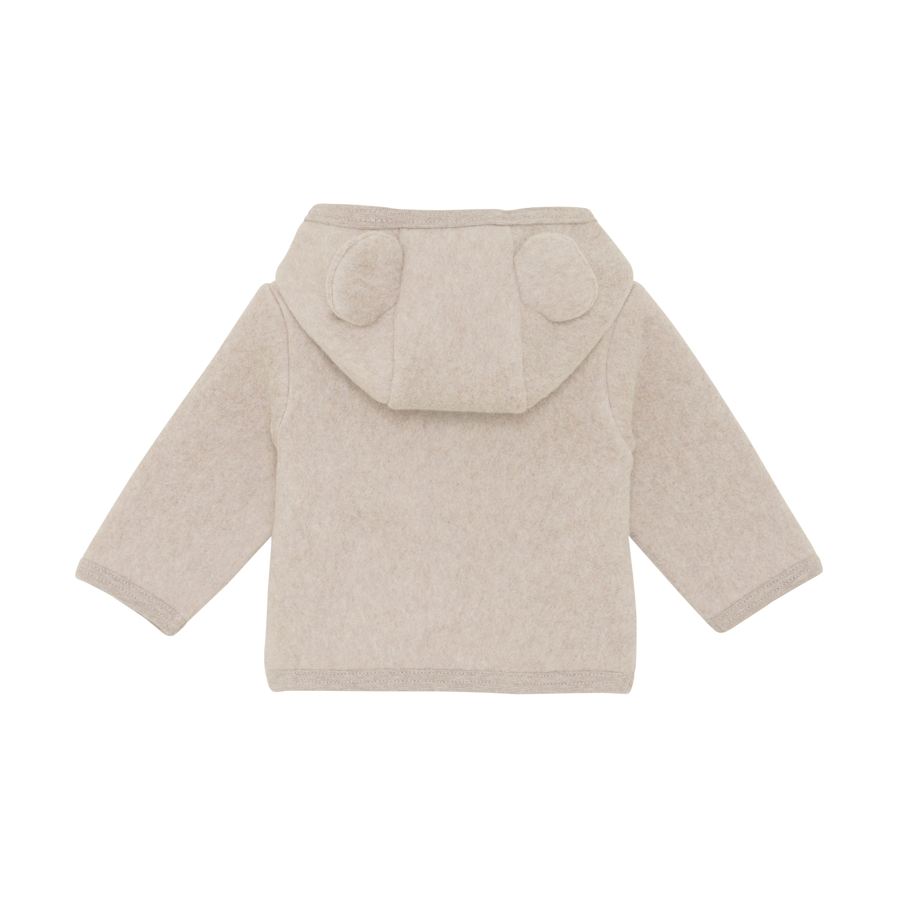 HUTTELIHUT / JAKKE MED BJØRNEØRER I BOMULDSFLEECE - CAMEL MELANGE