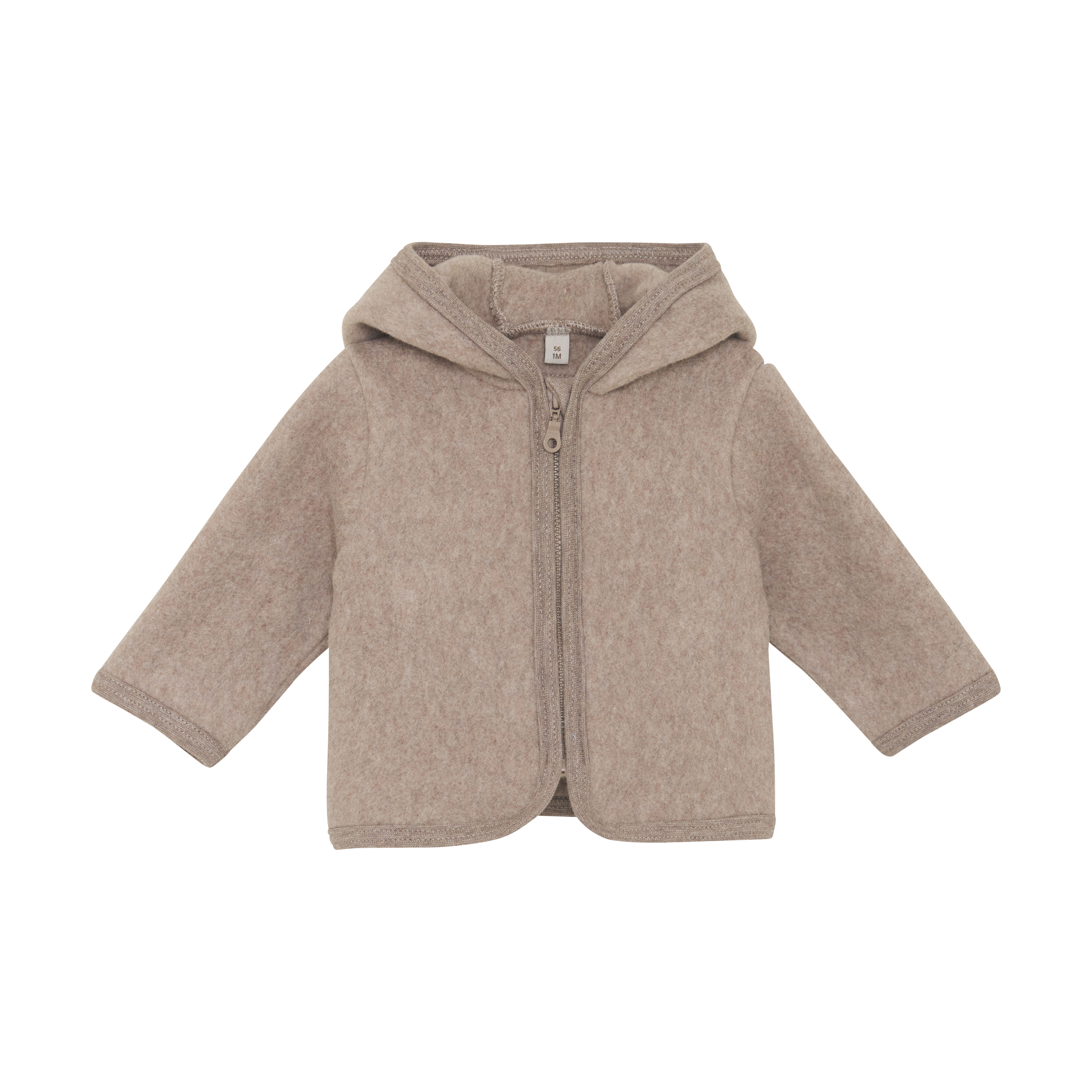 HUTTELIHUT / JAKKE MED BJØRNEØRER I BOMULDSFLEECE - SAVANNAH MELANGE