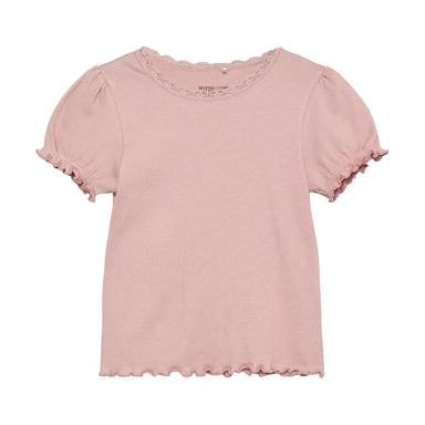 HUTTELIHUT / T-SHIRT SS RIB - PALE MAUVE - Mini Monde Copenhagen