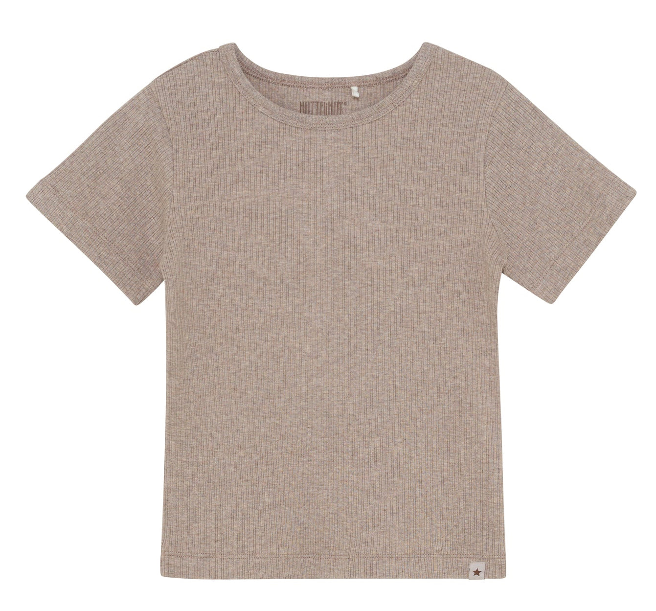 HUTTELIHUT / T-SHIRT SS RIB - WHITE PEPPER MELANGE - Mini Monde Copenhagen