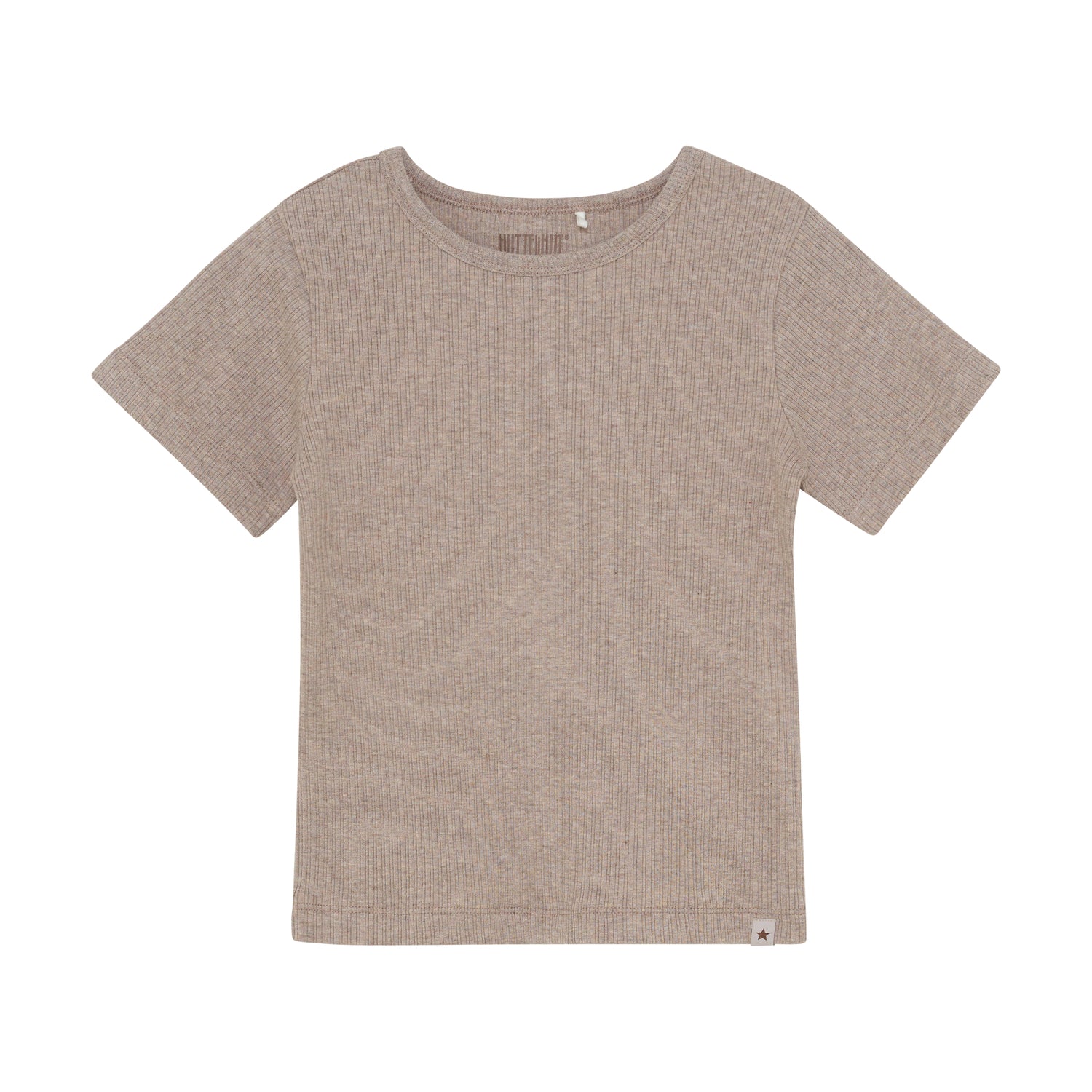 HUTTELIHUT / T-SHIRT SS RIB - WHITE PEPPER MELANGE - Mini Monde Copenhagen