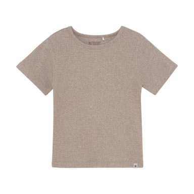 HUTTELIHUT / T-SHIRT SS RIB - WHITE PEPPER MELANGE - Mini Monde Copenhagen