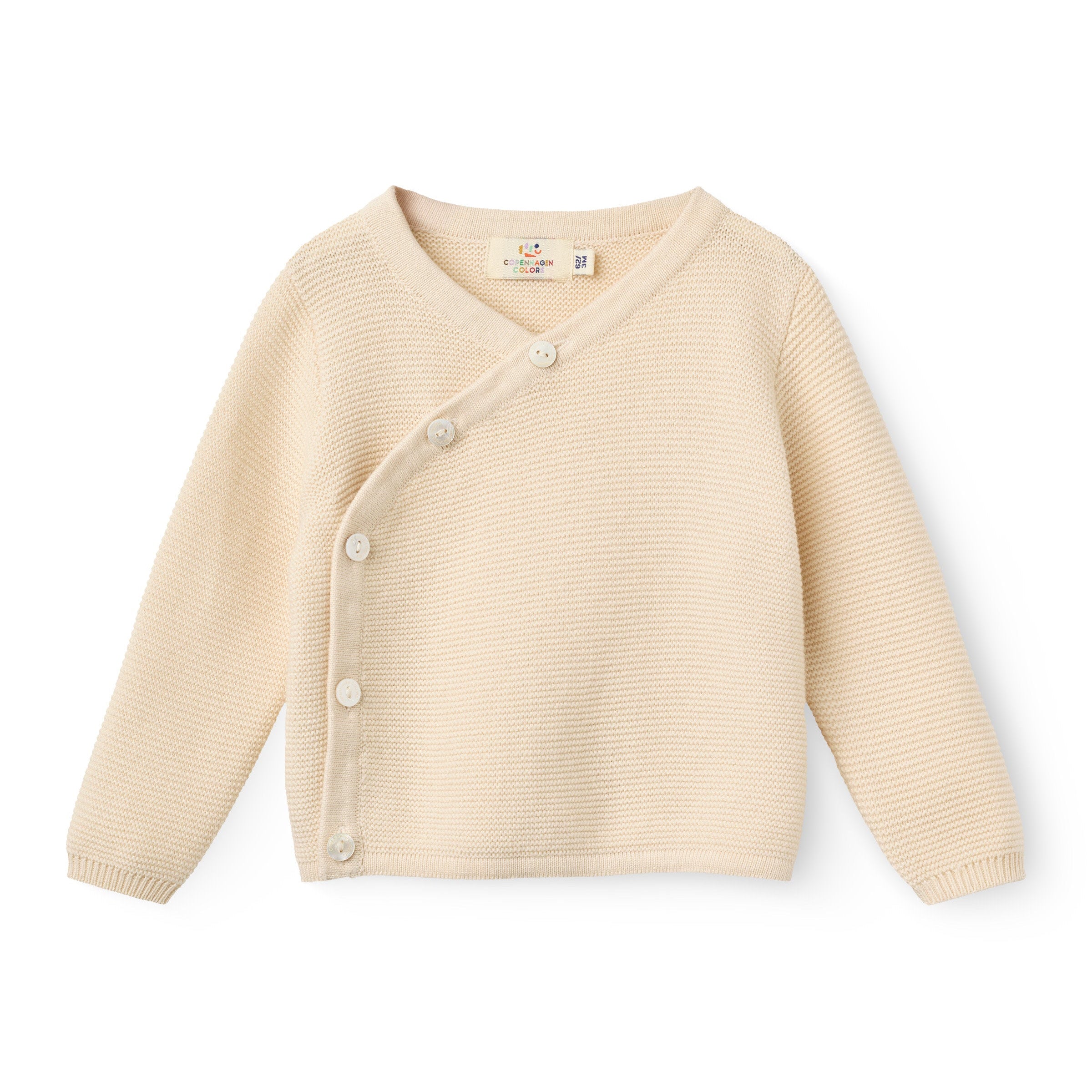 COPENHAGEN COLORS / BABY CROSS-OVER CARDIGAN - CREAM - Mini Monde Copenhagen