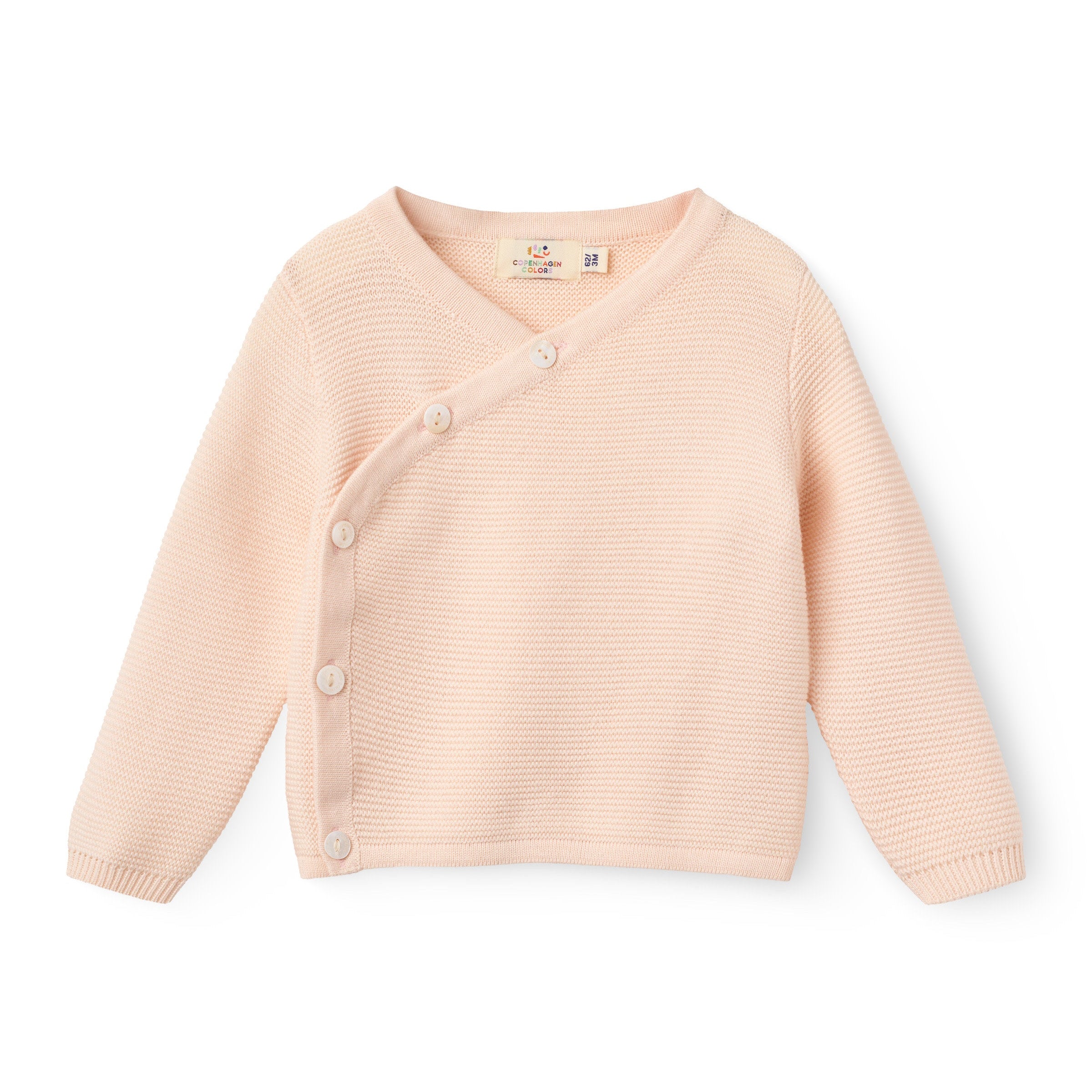 COPENHAGEN COLORS / BABY CROSS-OVER CARDIGAN - SOFT PINK - Mini Monde Copenhagen