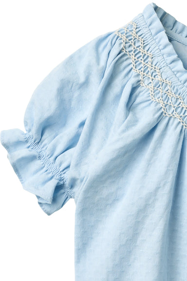 COPENHAGEN COLORS / BLUSE MED BRODERI - LT. BLUE COMB. - Mini Monde Copenhagen