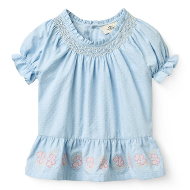 COPENHAGEN COLORS / BLUSE MED BRODERI - LT. BLUE COMB. - Mini Monde Copenhagen