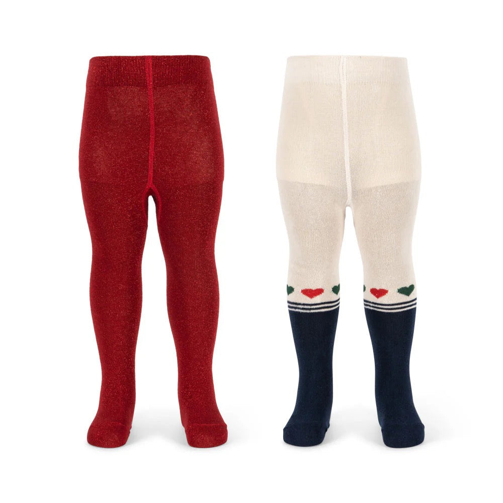 KONGES SLØJD / 2 PAK STRØMPEBUKSER - HEART MIX