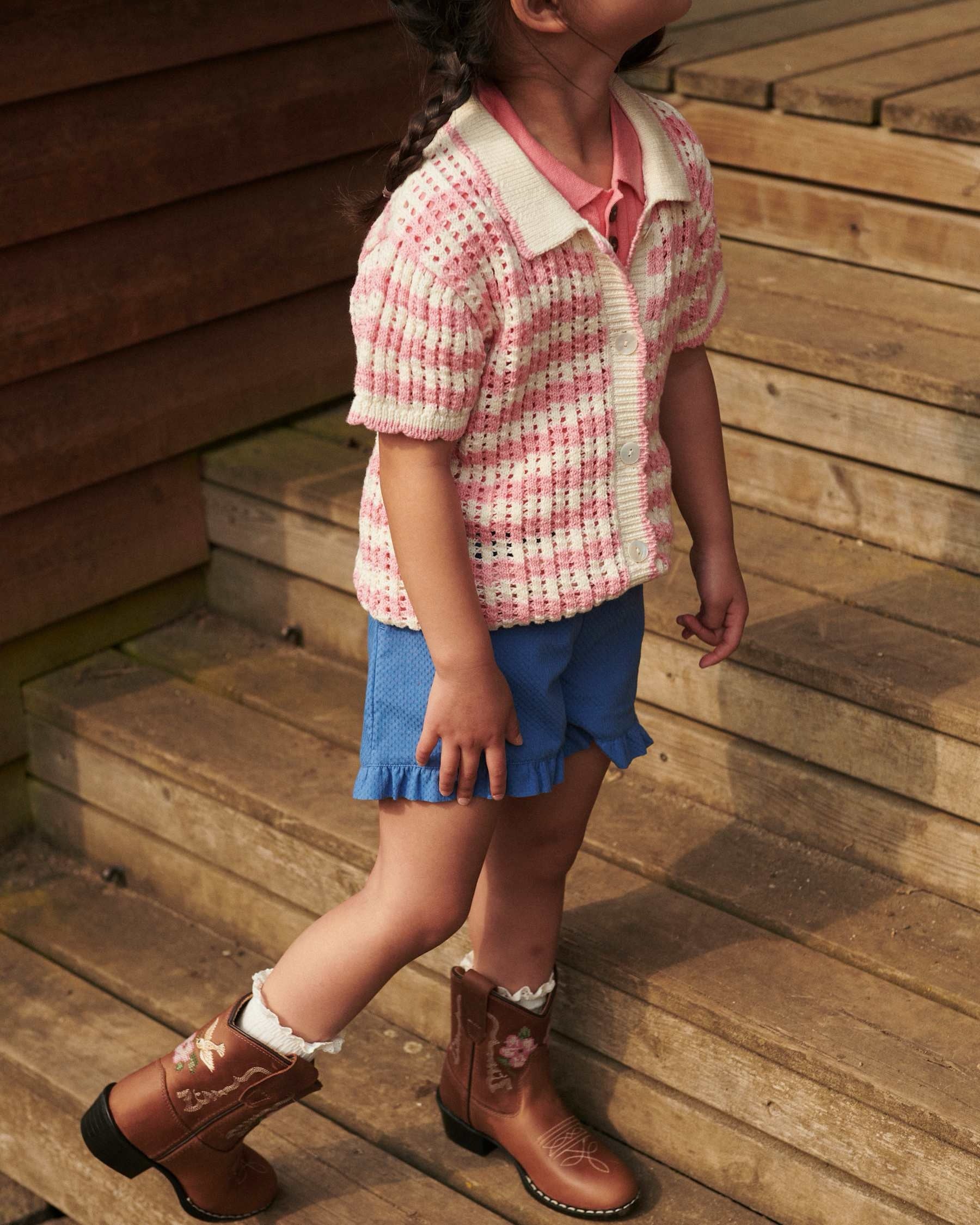 COPENHAGEN COLORS / LIMITED COWBOY BOOT LOW – BROWN FLOWER - Mini Monde Copenhagen