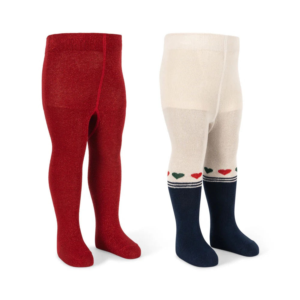 KONGES SLØJD / 2 PAK STRØMPEBUKSER - HEART MIX