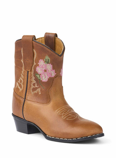 Copenhagen Colors børne cowboystøvler Low – brun med blomster til børn
