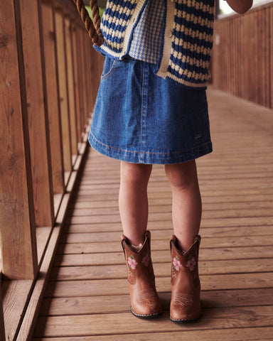 COPENHAGEN COLORS / LIMITED COWBOY BOOT LOW – BROWN FLOWER - Mini Monde Copenhagen