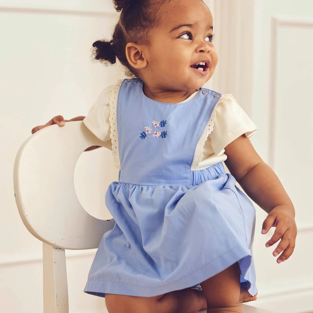 MÜSLI BY GREEN COTTON / SPRING PINAFORE KJOLE - SHELL BLUE