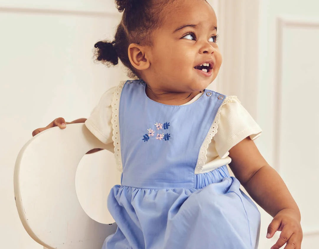 MÜSLI BY GREEN COTTON / SPRING PINAFORE KJOLE - SHELL BLUE