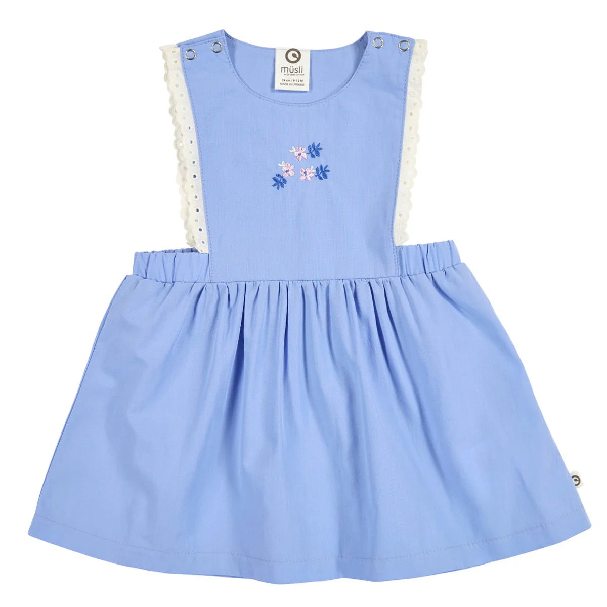 MÜSLI BY GREEN COTTON / SPRING PINAFORE KJOLE - SHELL BLUE