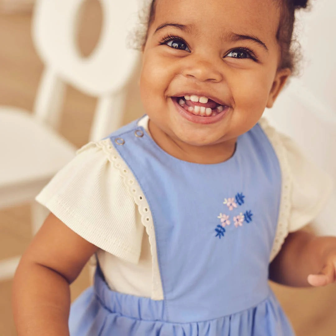 MÜSLI BY GREEN COTTON / SPRING PINAFORE KJOLE - SHELL BLUE