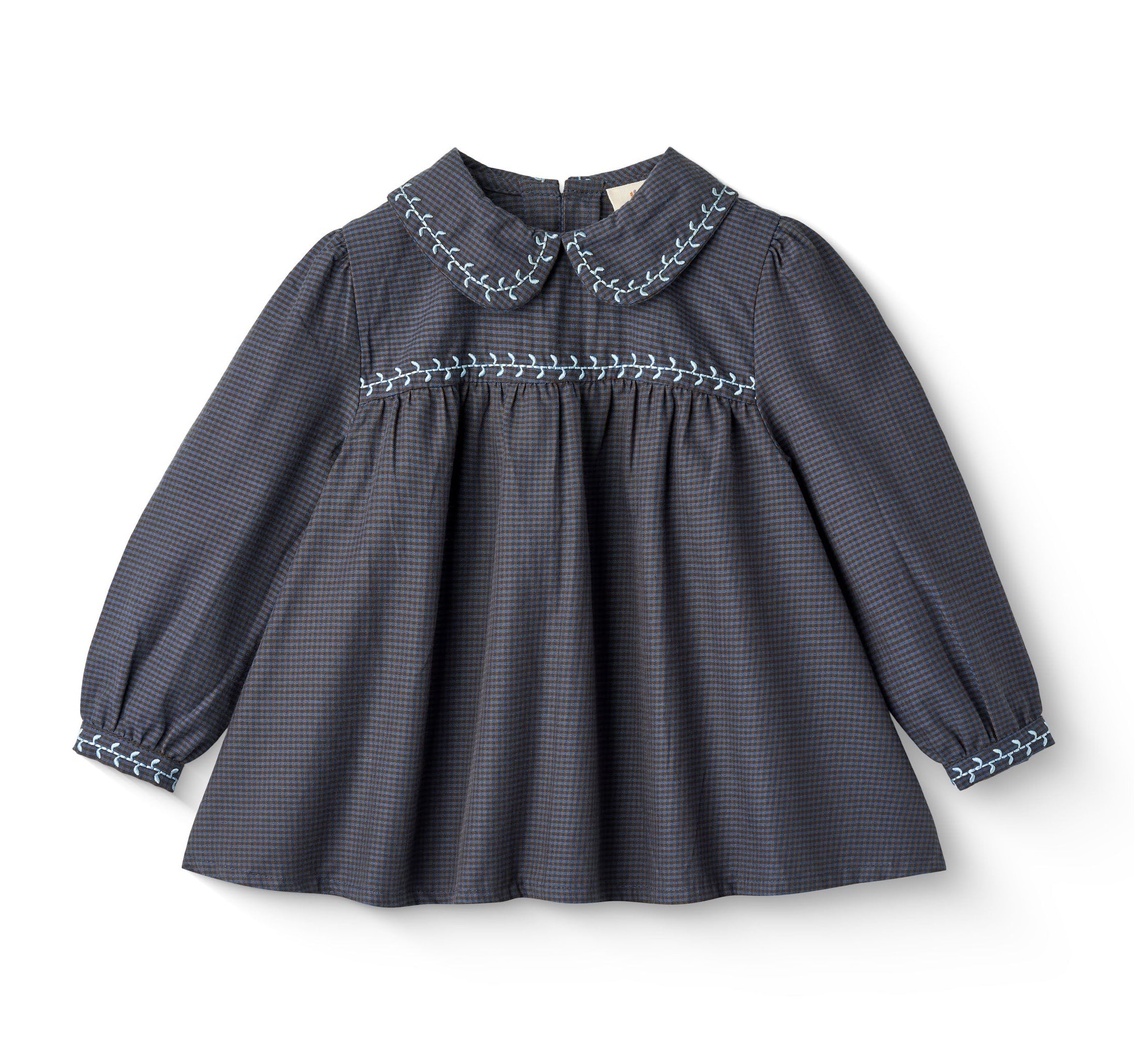 COPENHAGEN COLORS / SJORTE MED TERN OG BRODERI - BROWN BLUE CHECK - Mini Monde Copenhagen