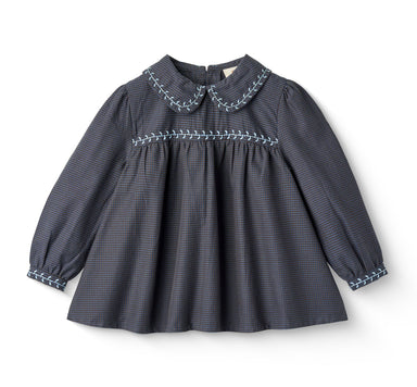 COPENHAGEN COLORS / SJORTE MED TERN OG BRODERI - BROWN BLUE CHECK - Mini Monde Copenhagen