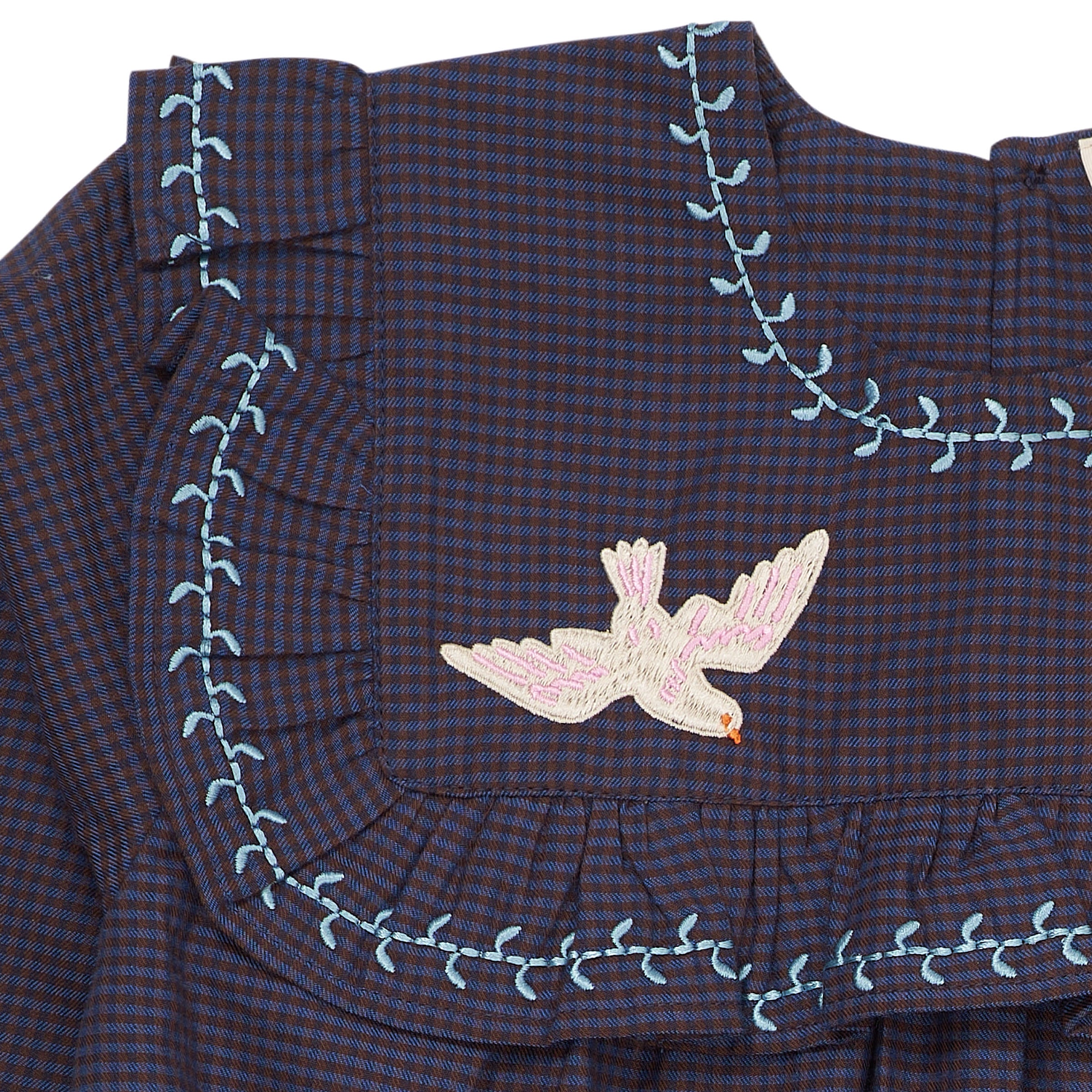 COPENHAGEN COLORS / KJOLE MED TERN OG BRODERI - BROWN BLUE CHECK