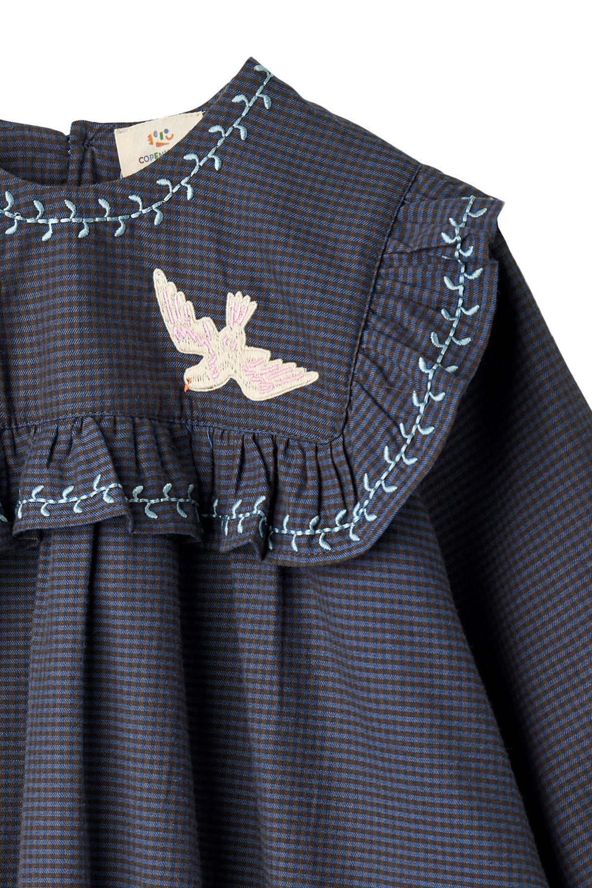 COPENHAGEN COLORS / KJOLE MED TERN OG BRODERI - BROWN BLUE CHECK