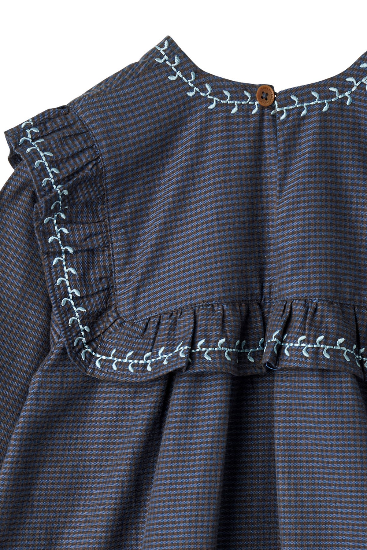 COPENHAGEN COLORS / KJOLE MED TERN OG BRODERI - BROWN BLUE CHECK