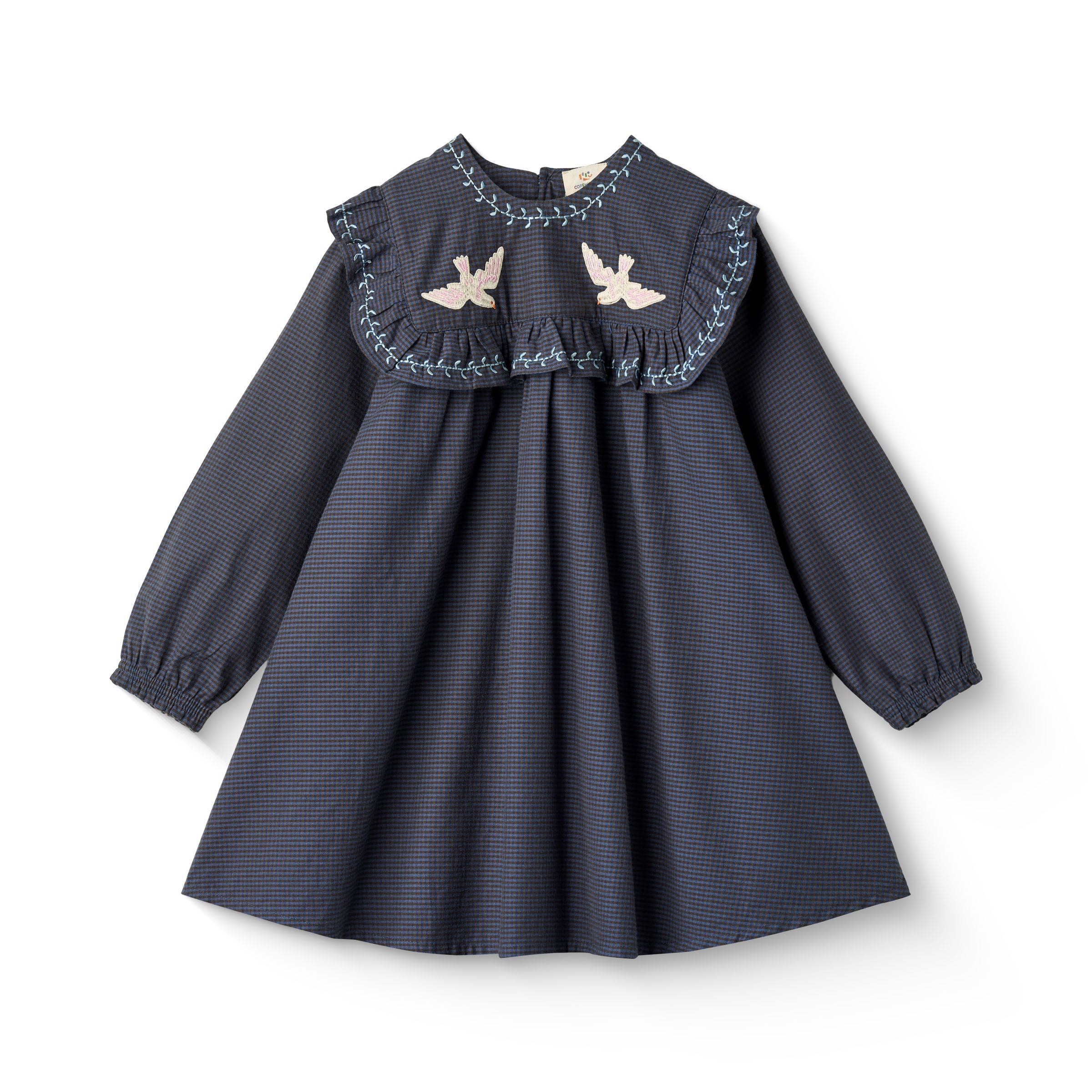 COPENHAGEN COLORS / KJOLE MED TERN OG BRODERI - BROWN BLUE CHECK